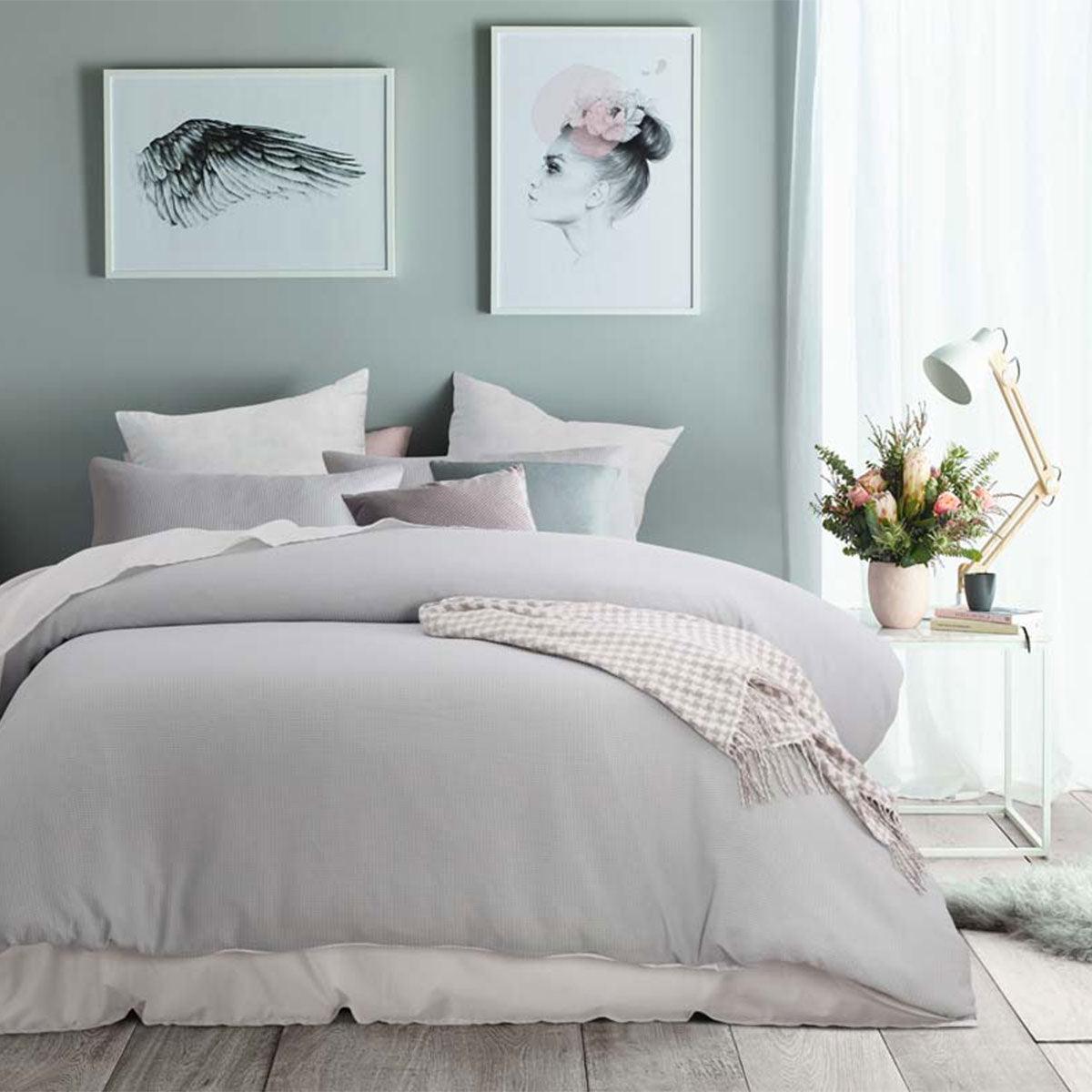 Accessorize Silver Waffle Polyester Quilt Cover Set King - Harrogates