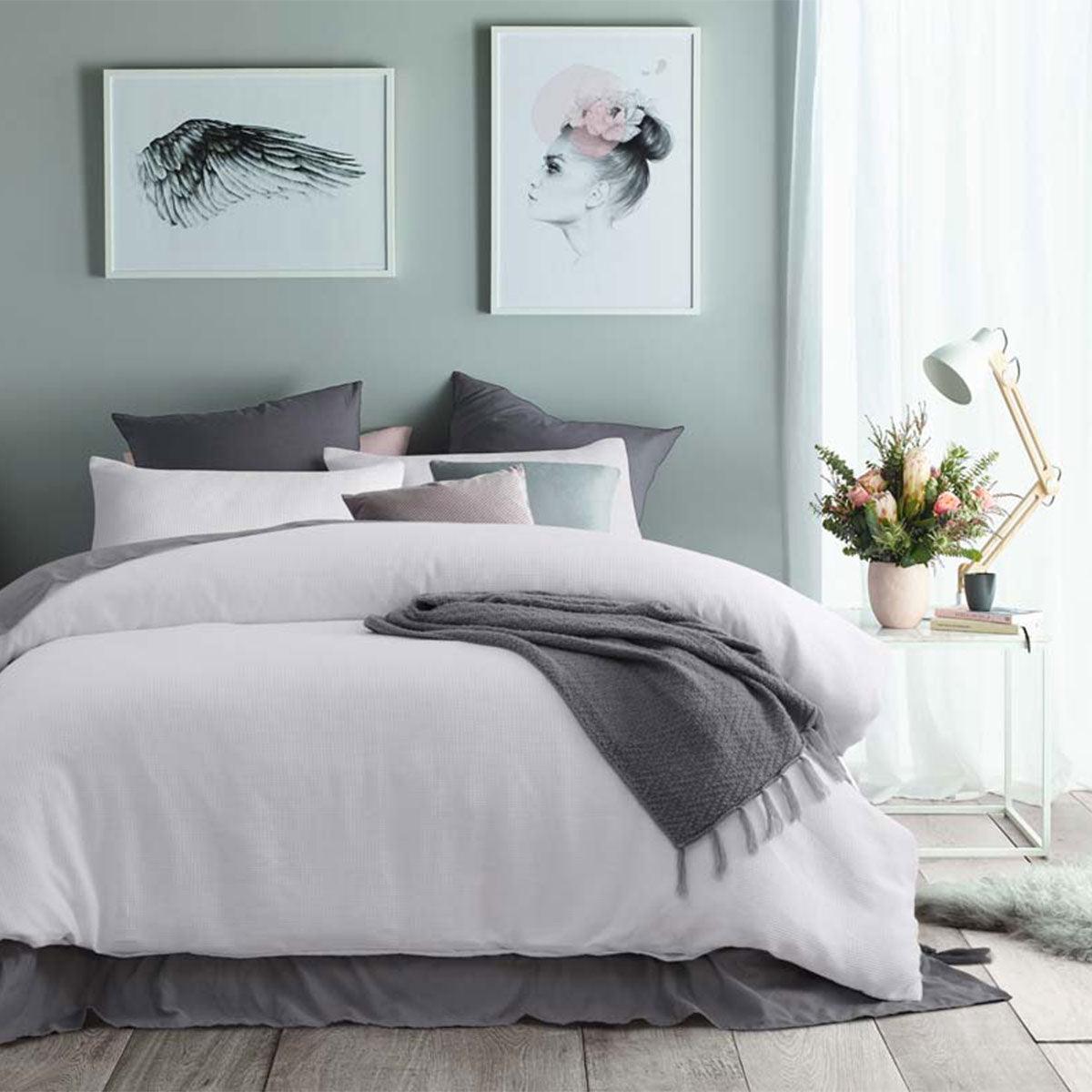 Accessorize White Waffle Polyester Quilt Cover Set Queen - Harrogates