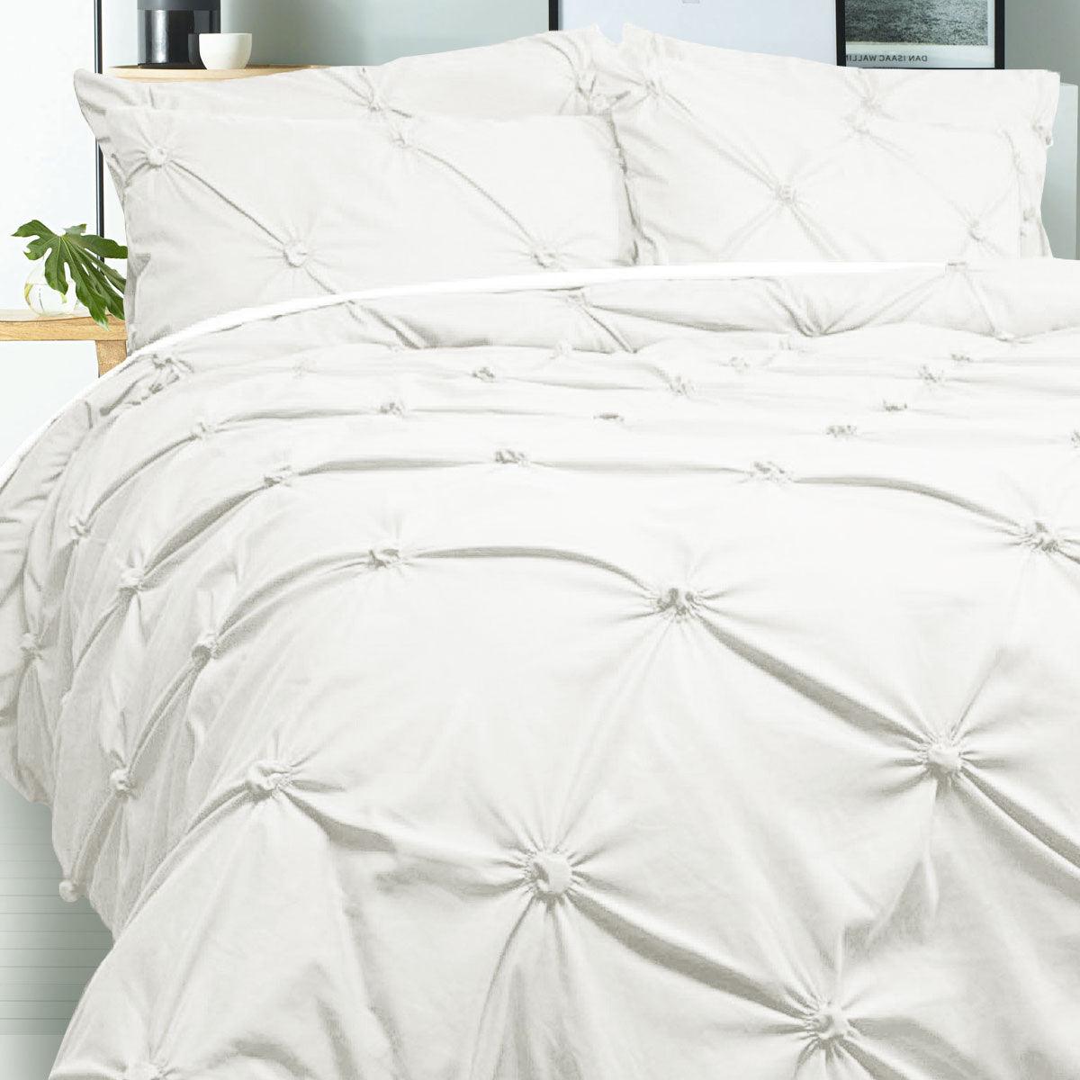 Bloomington Puffy Quilt Cover Set White DOUBLE - Harrogates