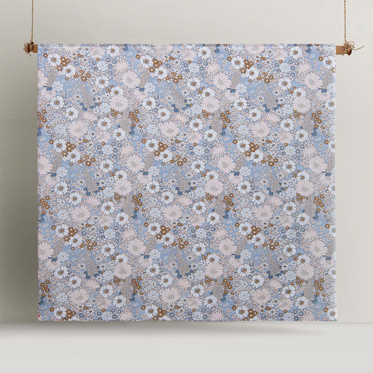Accessorize Rainbow Garden Blue Washed Cotton Quilt Cover Set Single - Harrogates