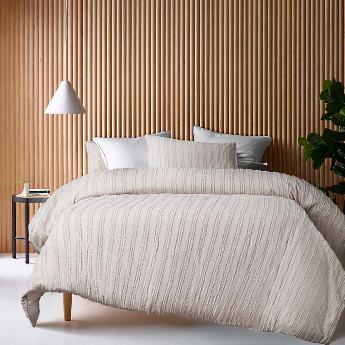 Vintage Design Homewares Reflections Natural Cotton Quilt Cover Set Queen - Harrogates
