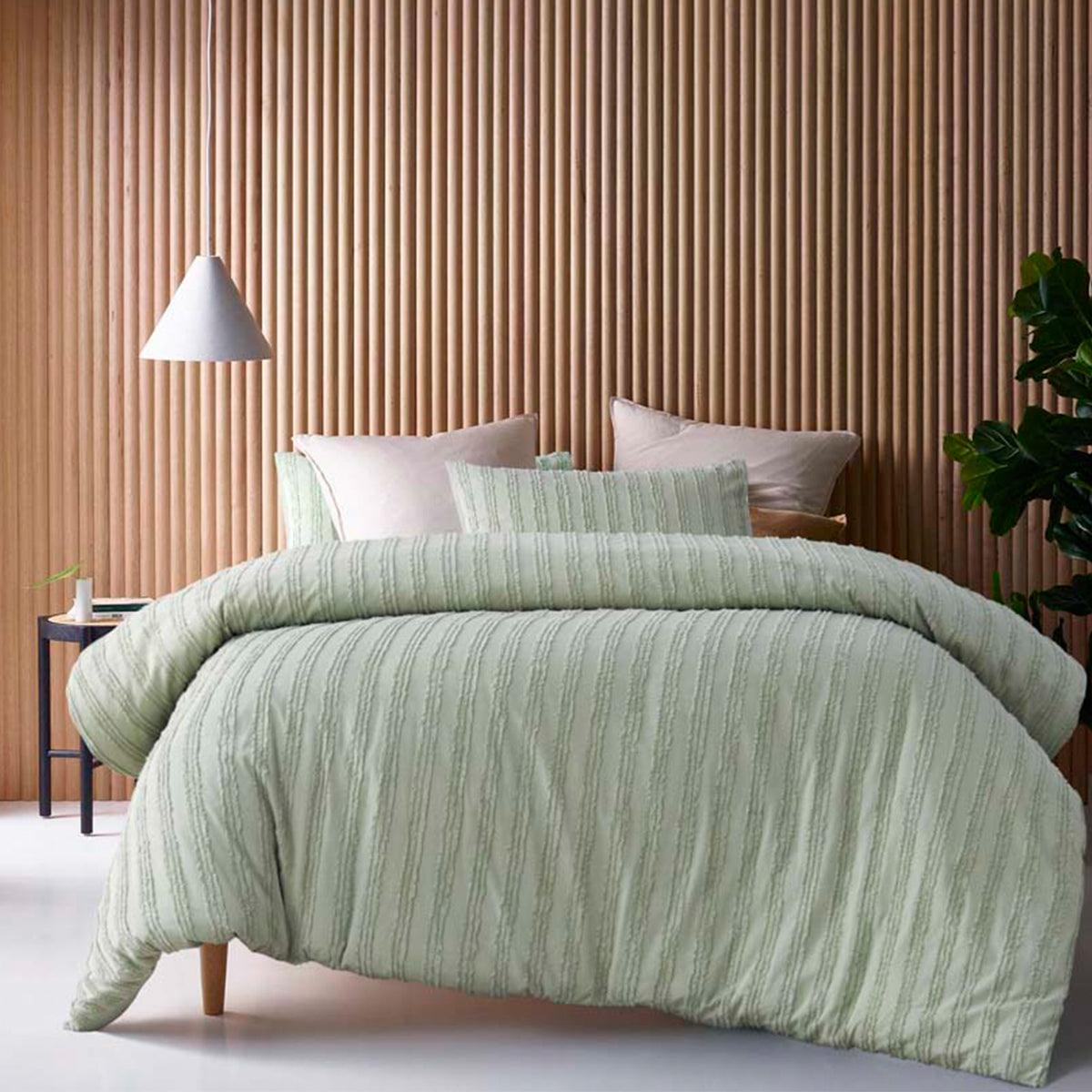 Vintage Design Homewares Reflections Sage Cotton Quilt Cover Set Queen - Harrogates
