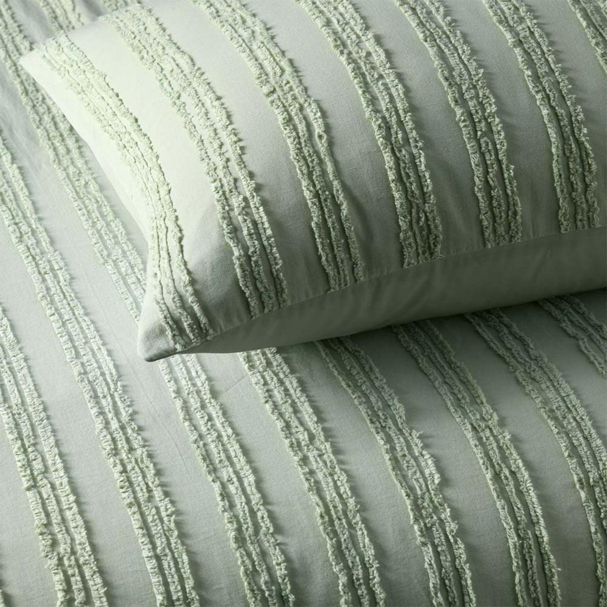 Vintage Design Homewares Reflections Sage Cotton Quilt Cover Set Queen - Harrogates