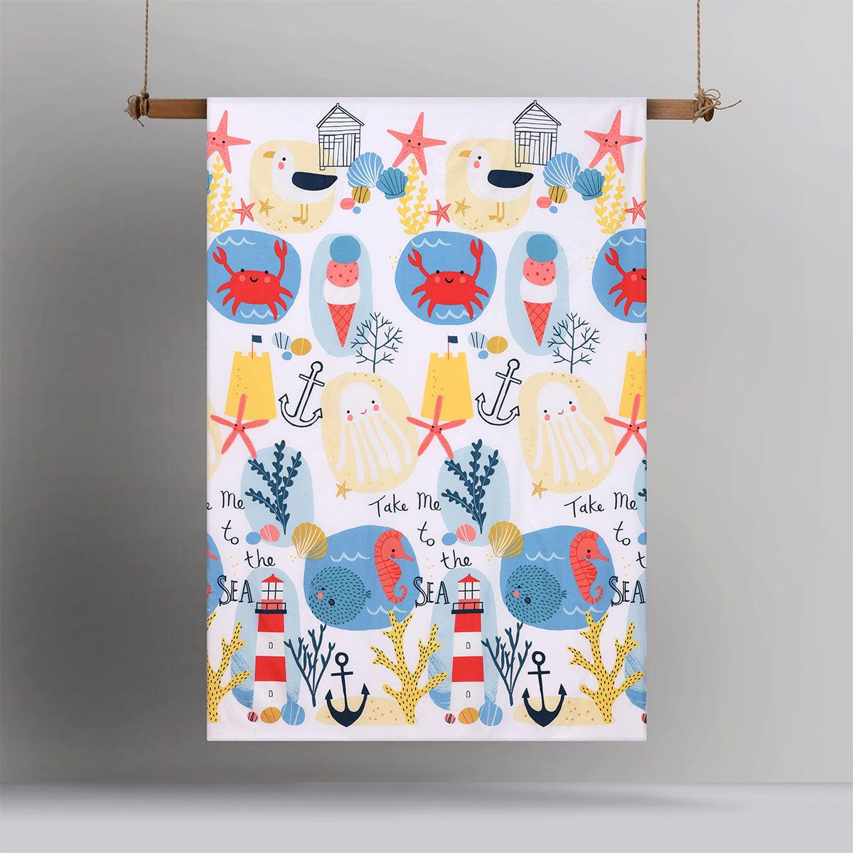 Happy Kids Seaside Glow in the Dark Quilt Cover Set Single - Harrogates
