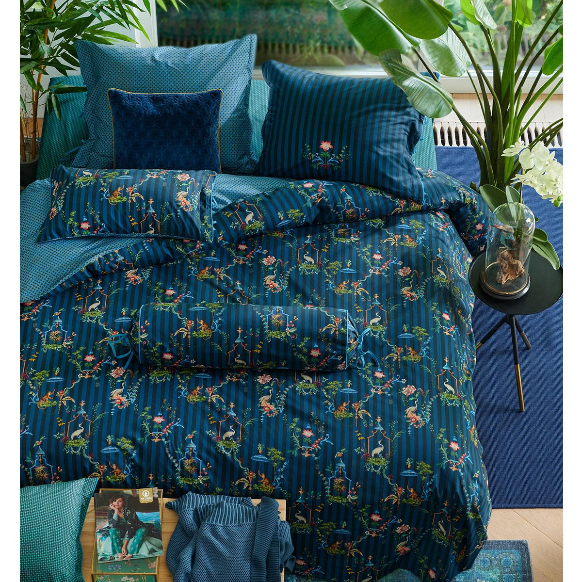 PIP Studio Singerie Dark Blue Cotton Quilt Cover Set Queen - Harrogates