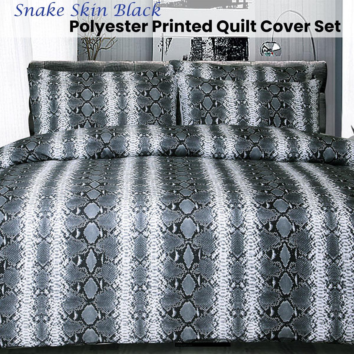 Big Sleep Snake Skin Black Quilt Cover Set Double - Harrogates