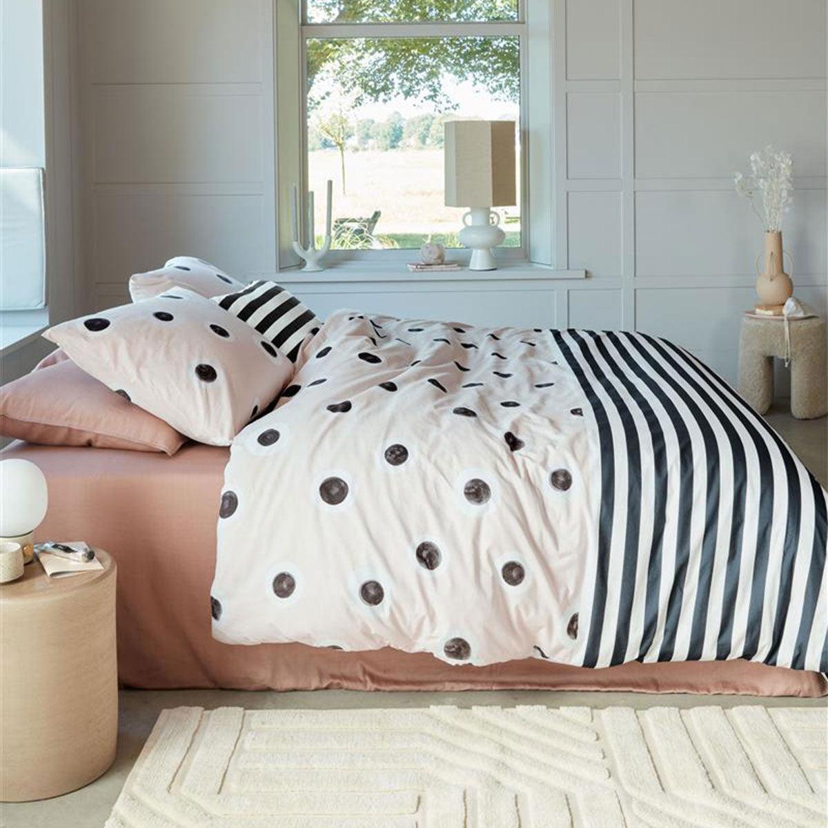 VTWonen Stripe and Eye Natural Cotton Quilt Cover Set King - Harrogates