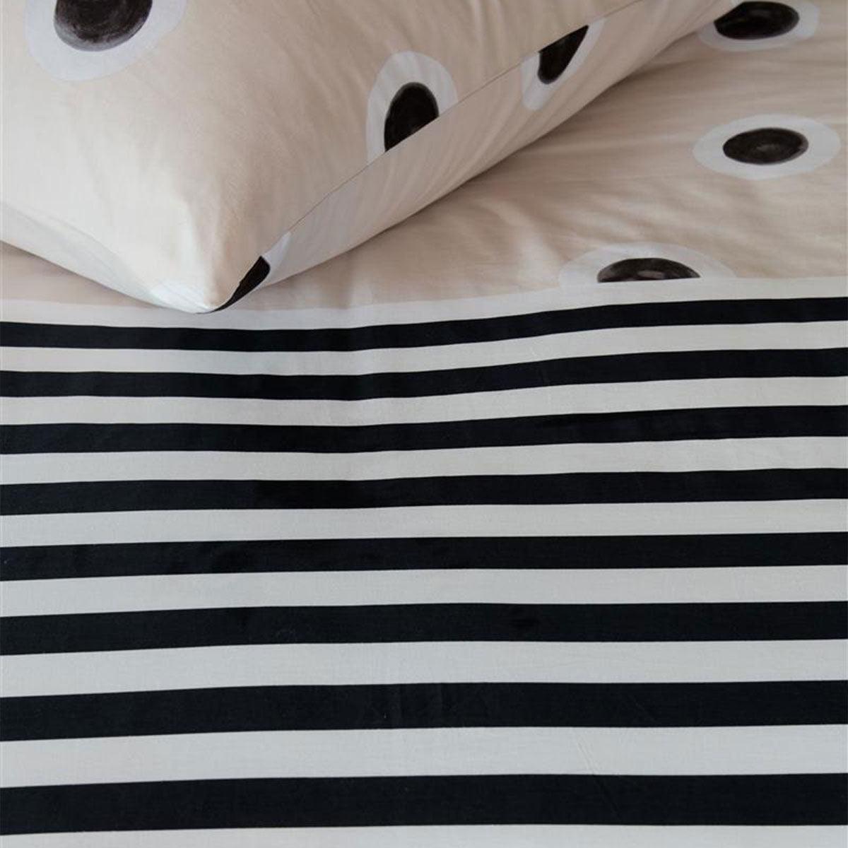 VTWonen Stripe and Eye Natural Cotton Quilt Cover Set Queen - Harrogates