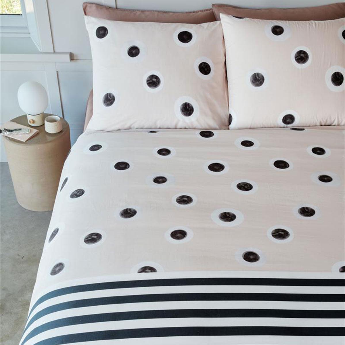 VTWonen Stripe and Eye Natural Cotton Quilt Cover Set Queen - Harrogates