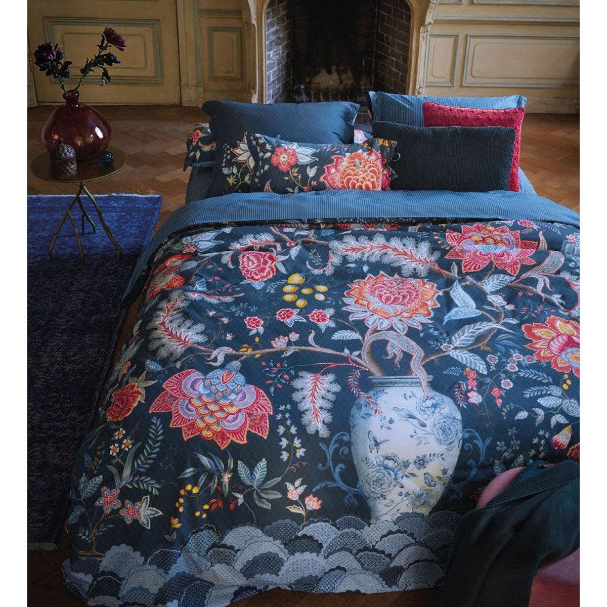 PIP Studio Tree of Life Dark Blue 100% Cotton Quilt Cover Set Queen - Harrogates