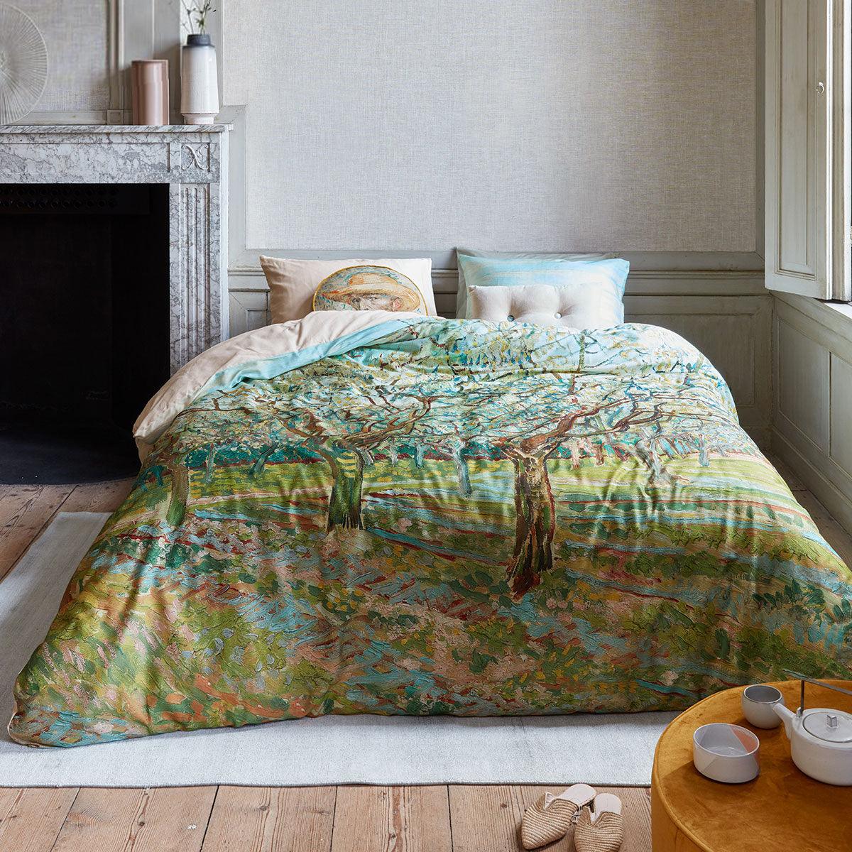 Bedding House Van Gogh Orchard Natural Cotton Sateen Quilt Cover Set King - Harrogates