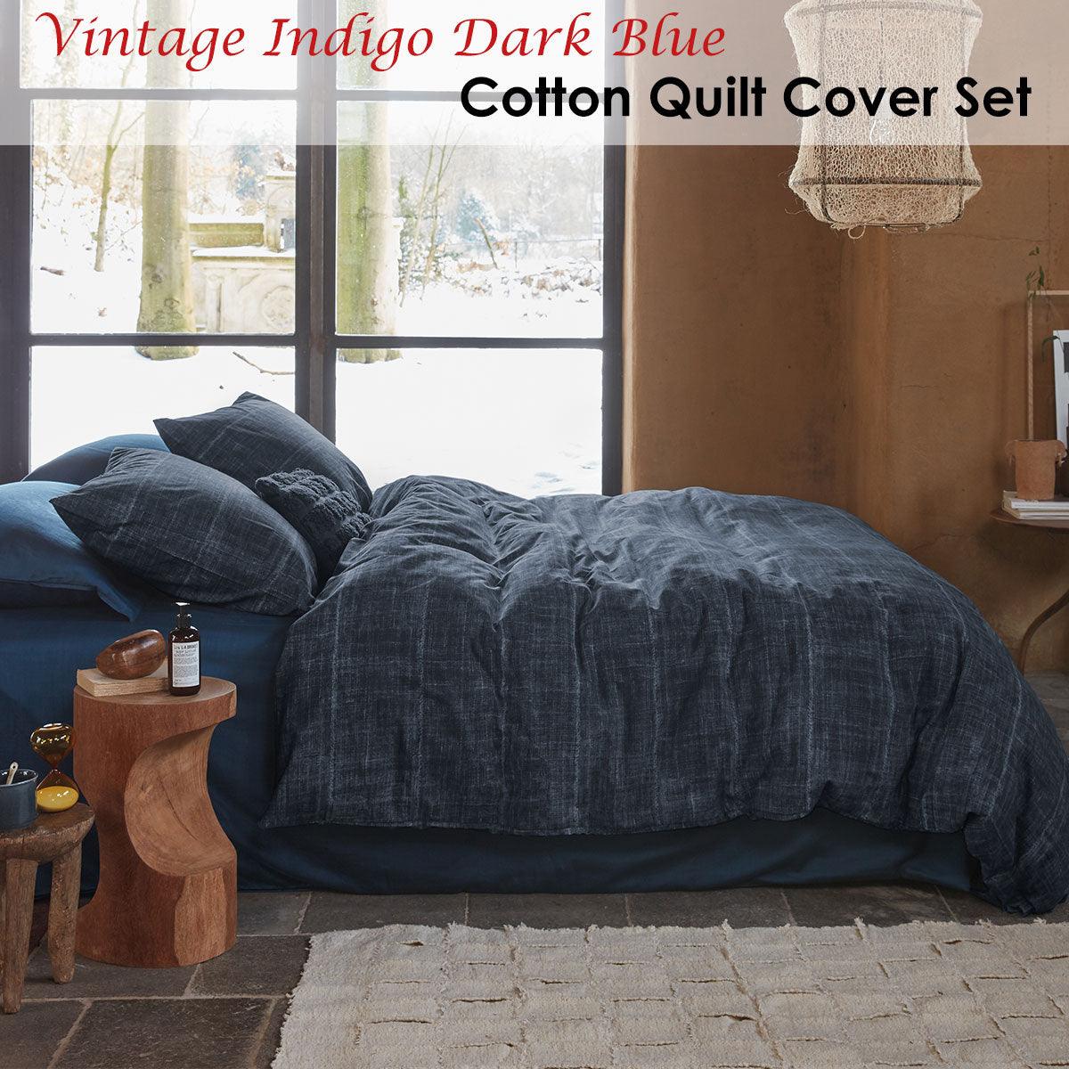 PIP Studio Vintage Indigo Dark Blue Cotton Quilt Cover Set Queen - Harrogates