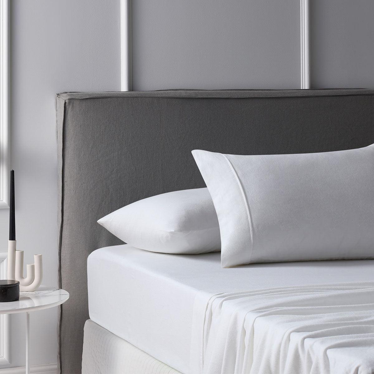 Accessorize Cotton Flannelette Sheet Set 40cm Wall White Queen - Harrogates