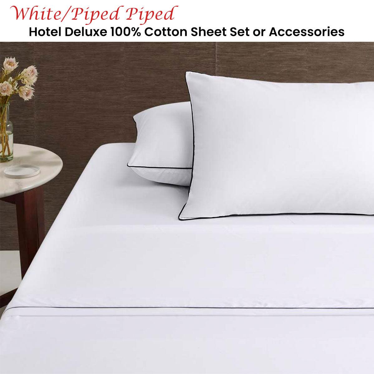 Accessorize White/Black Piped Hotel Deluxe Cotton Sheet Set Super King - Harrogates
