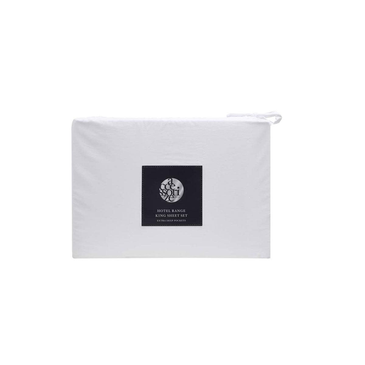 Accessorize White/Black Piped Hotel Deluxe Cotton Sheet Set Super King - Harrogates