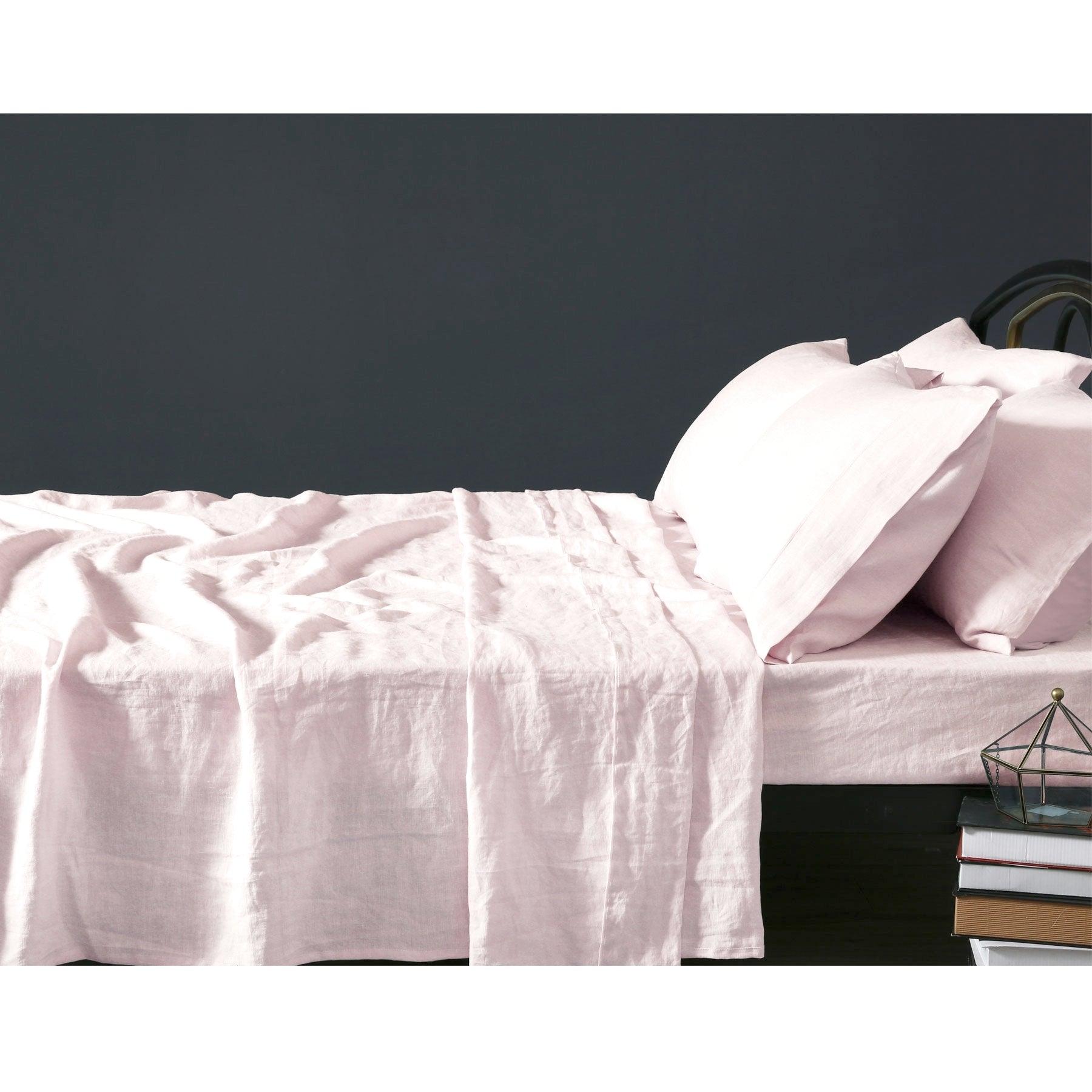 Vintage Design Homewares 100% Linen Blush Sheet Set SUPER KING - Harrogates