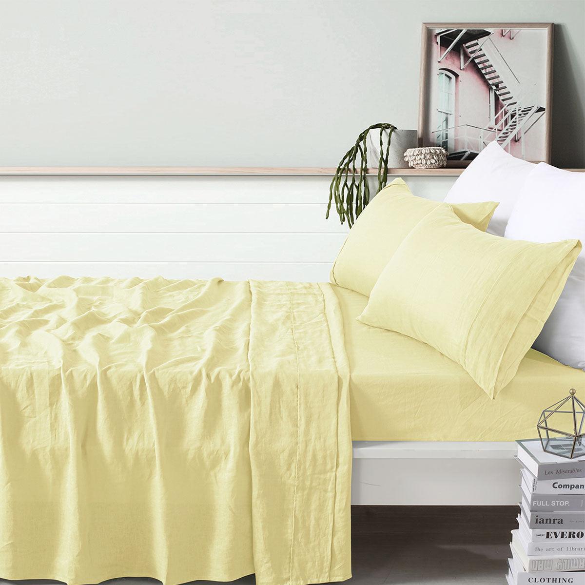 Vintage Design Homewares 100% Linen Butter Sheet Set Super King - Harrogates
