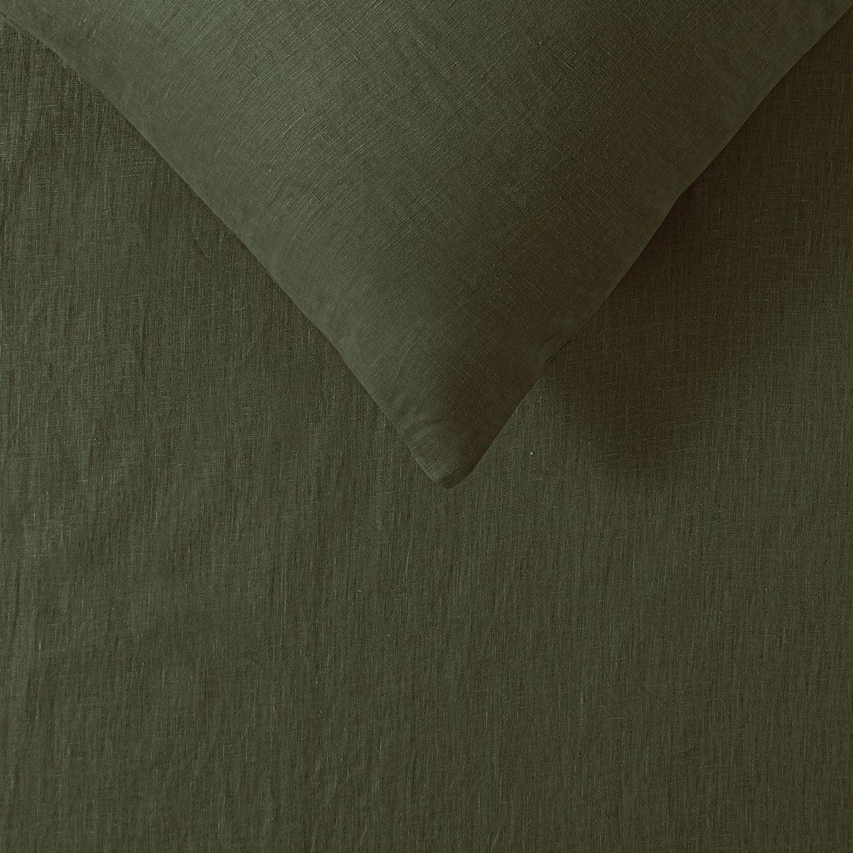 Vintage Design Homewares 100% Linen Olive Sheet Set Super King - Harrogates