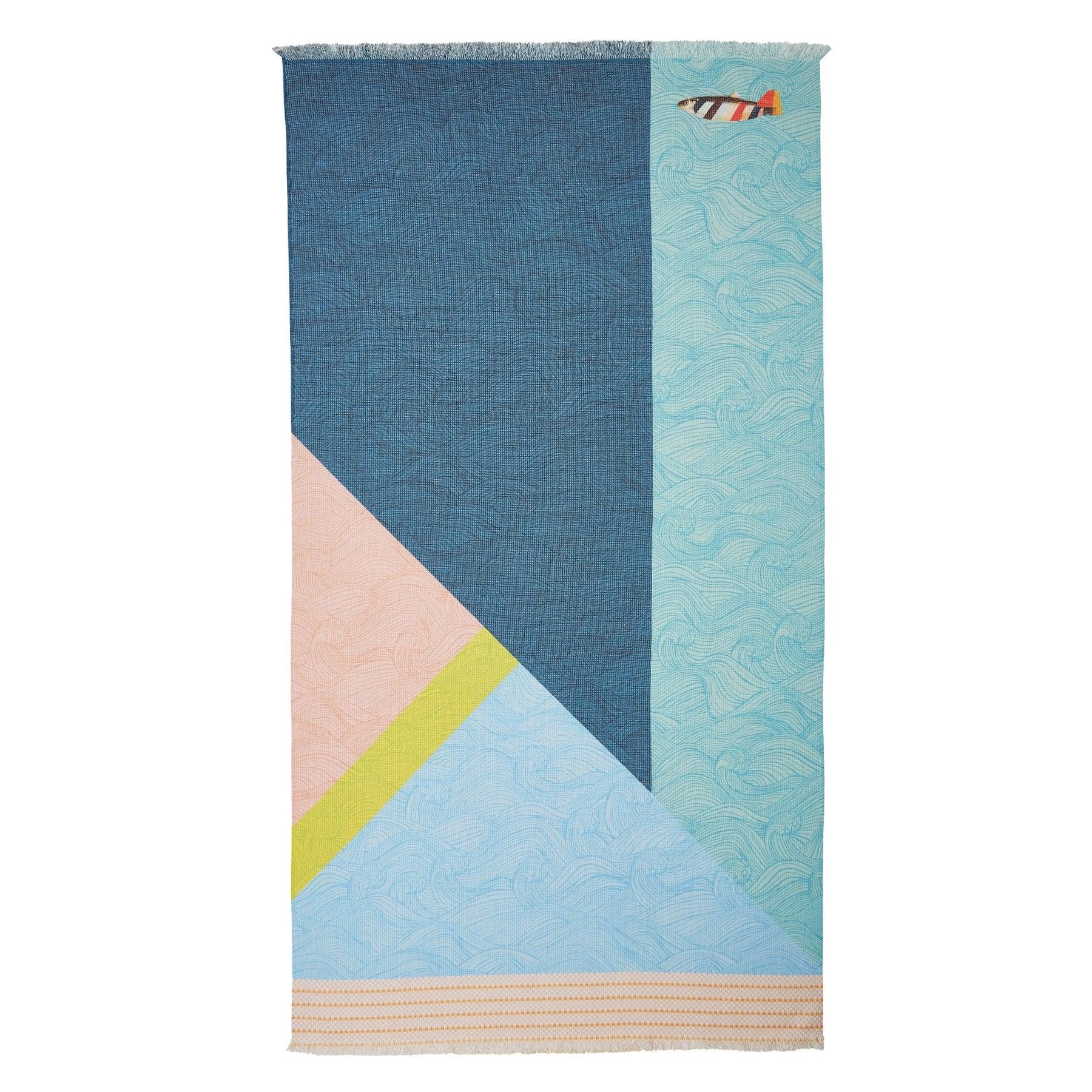 Oilily Cotton Digital Print Large Towel Stormy Waves - Harrogates