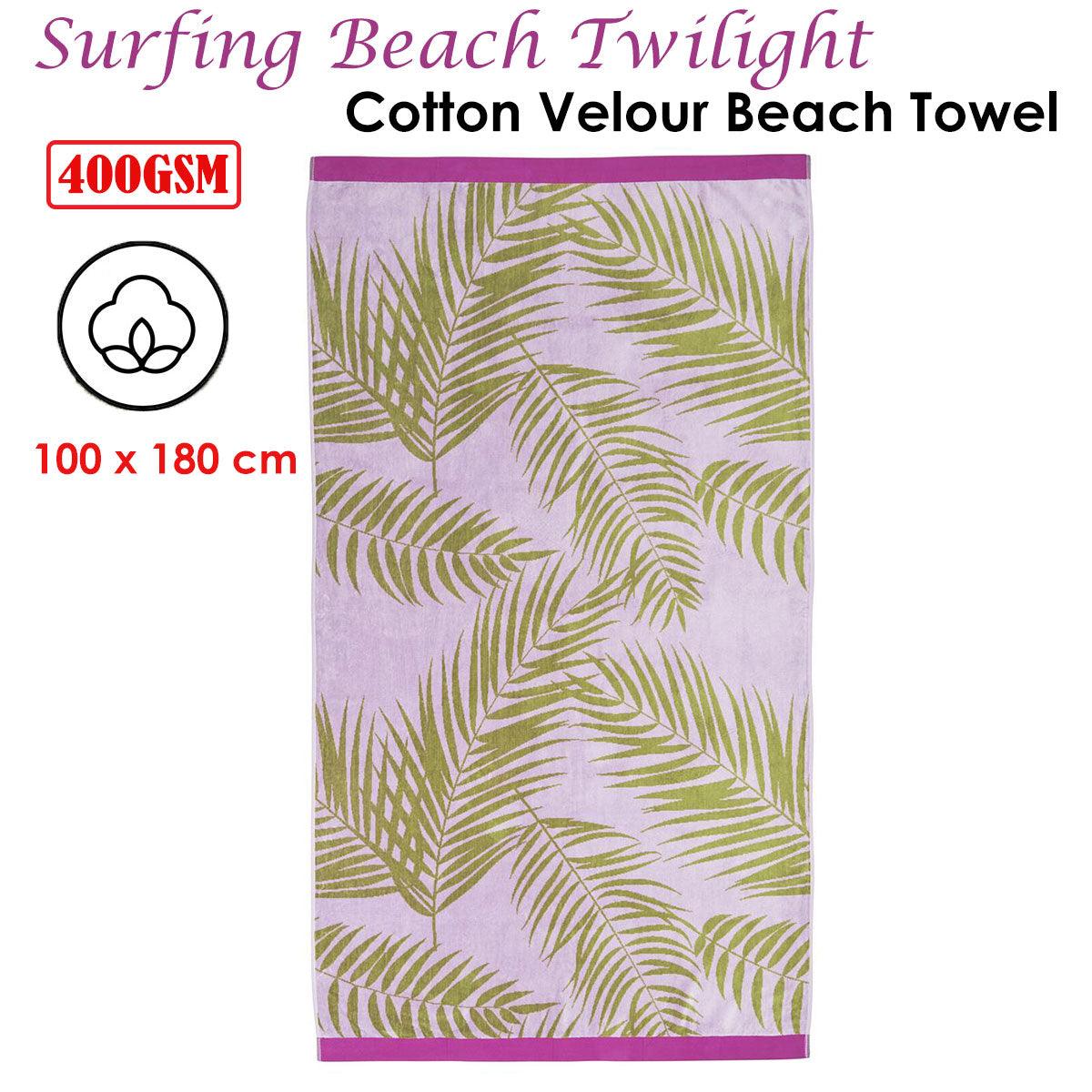 Bedding House Surfing Beach Twilight Cotton Velour Beach Towel - Harrogates