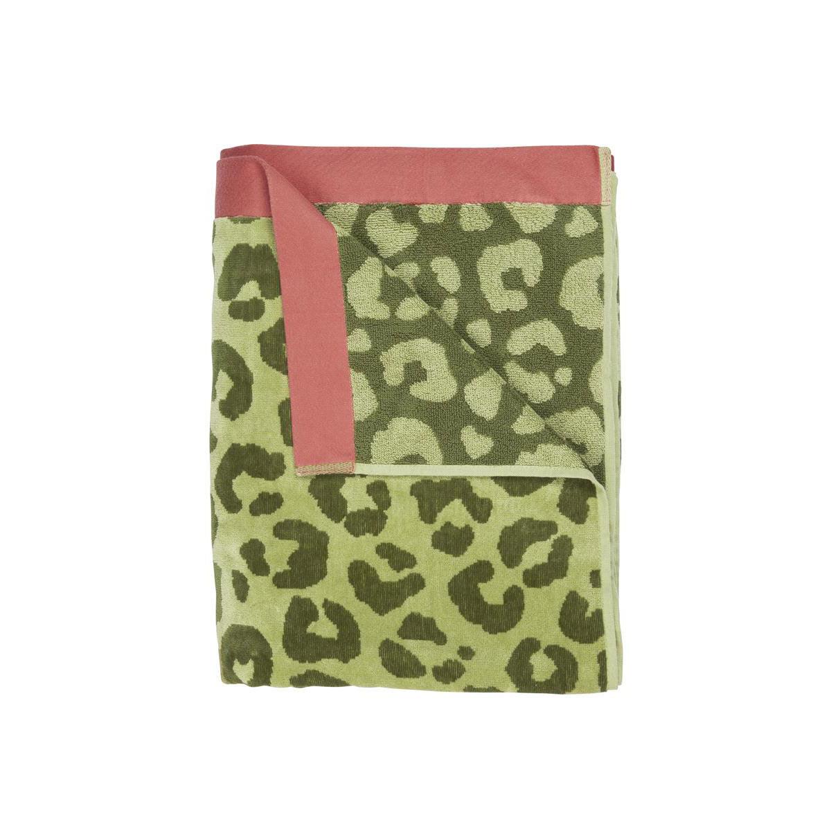 Bedding House Wildcat Green Cotton Velour Beach Towel - Harrogates