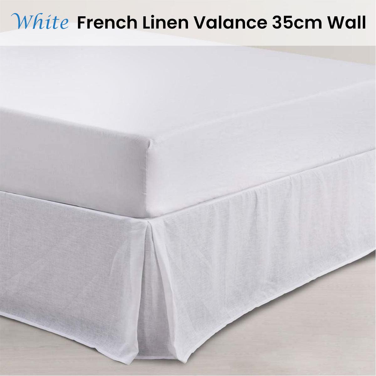 Vintage Design Homewares White French Linen Valance 35cm Wall Super King - Harrogates
