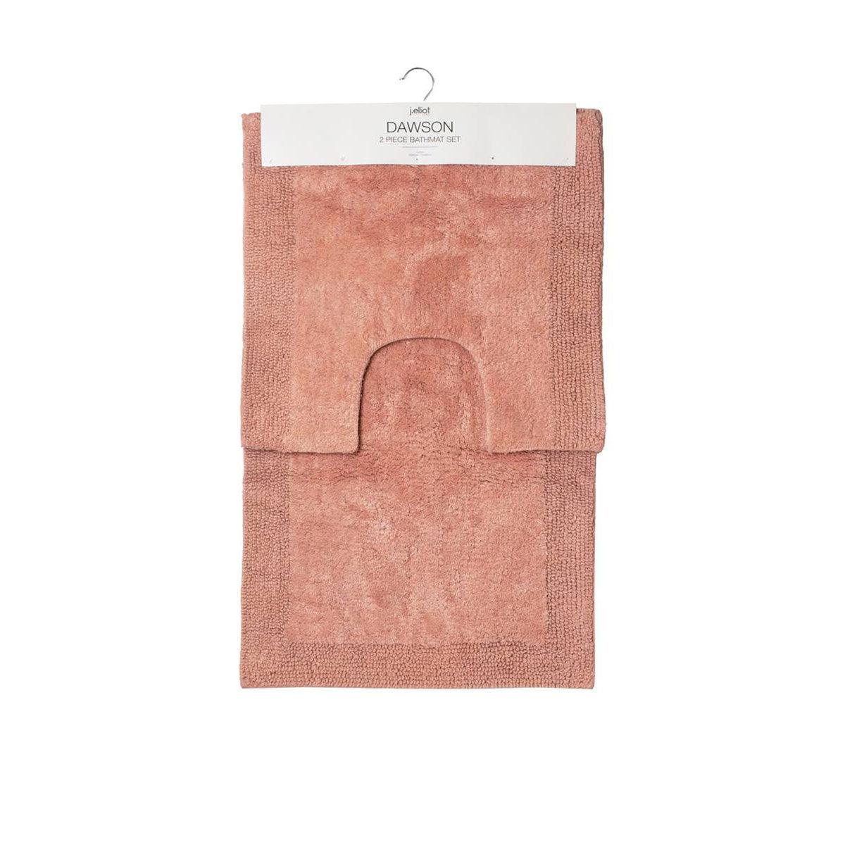 J.Elliot Home Home 2000GSM 2 Pce Dawson 100% Cotton Bath Mat Set Clay Pink - Harrogates