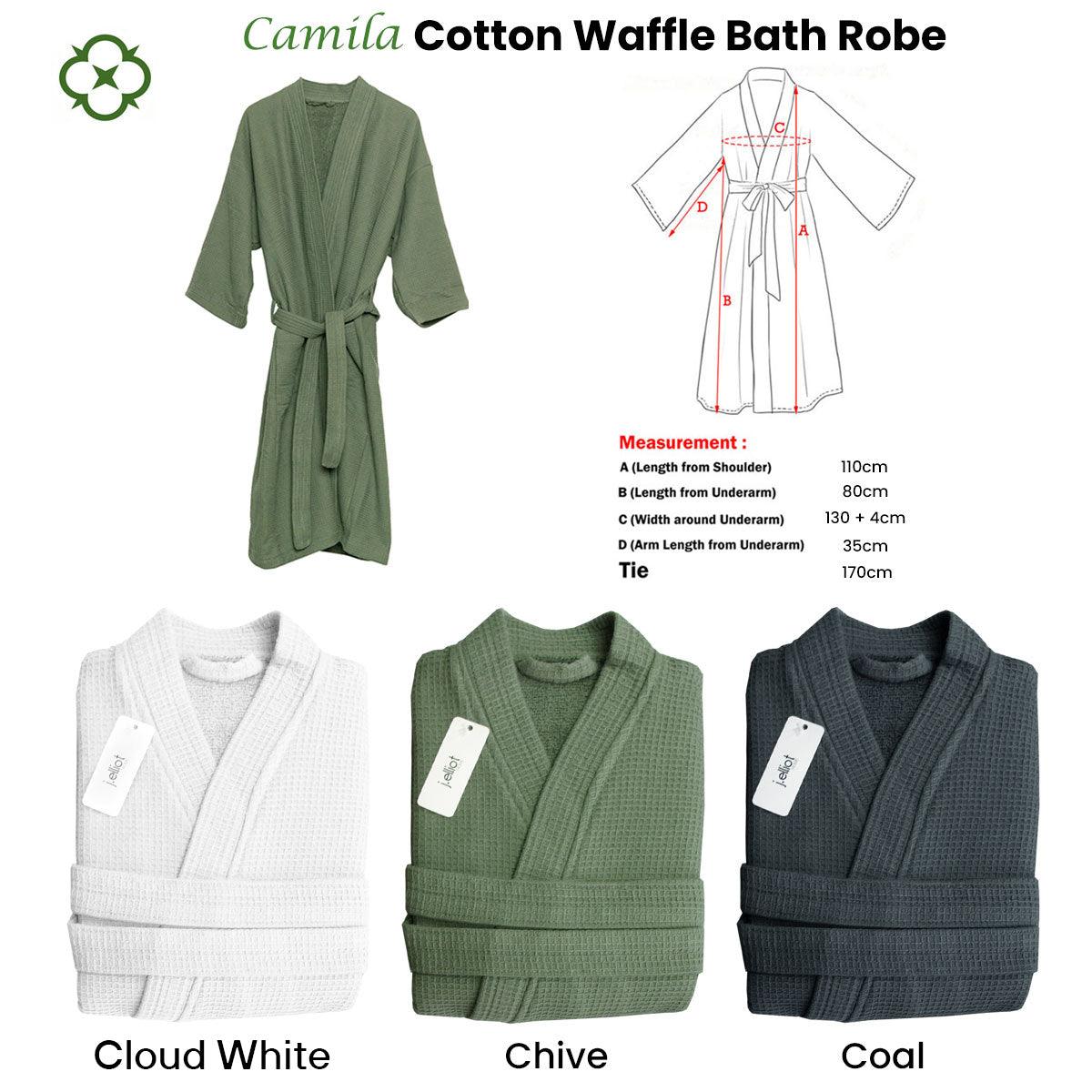 J Elliot Home Camila Cotton Waffle Bath Robe Chive - Harrogates