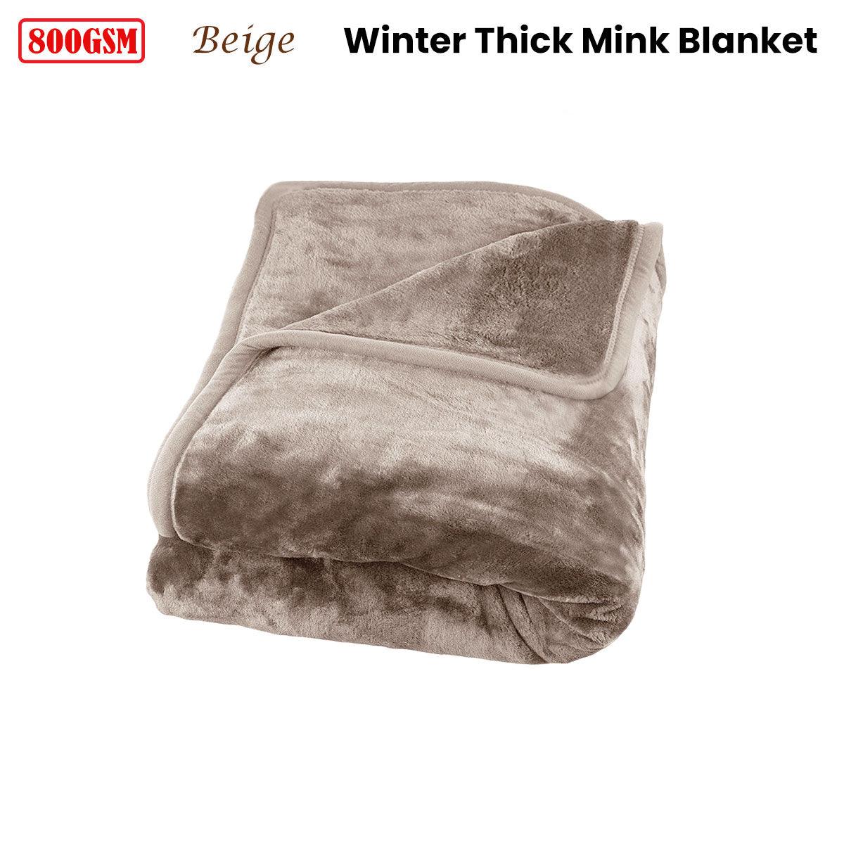 J Elliot Home 800GSM Luxury Winter Thick Mink Blanket Beige King - Harrogates