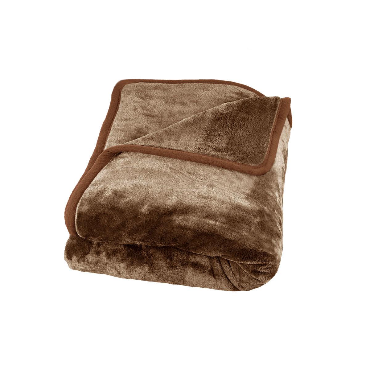 J Elliot Home 800GSM Luxury Winter Thick Mink Blanket Pecan King - Harrogates
