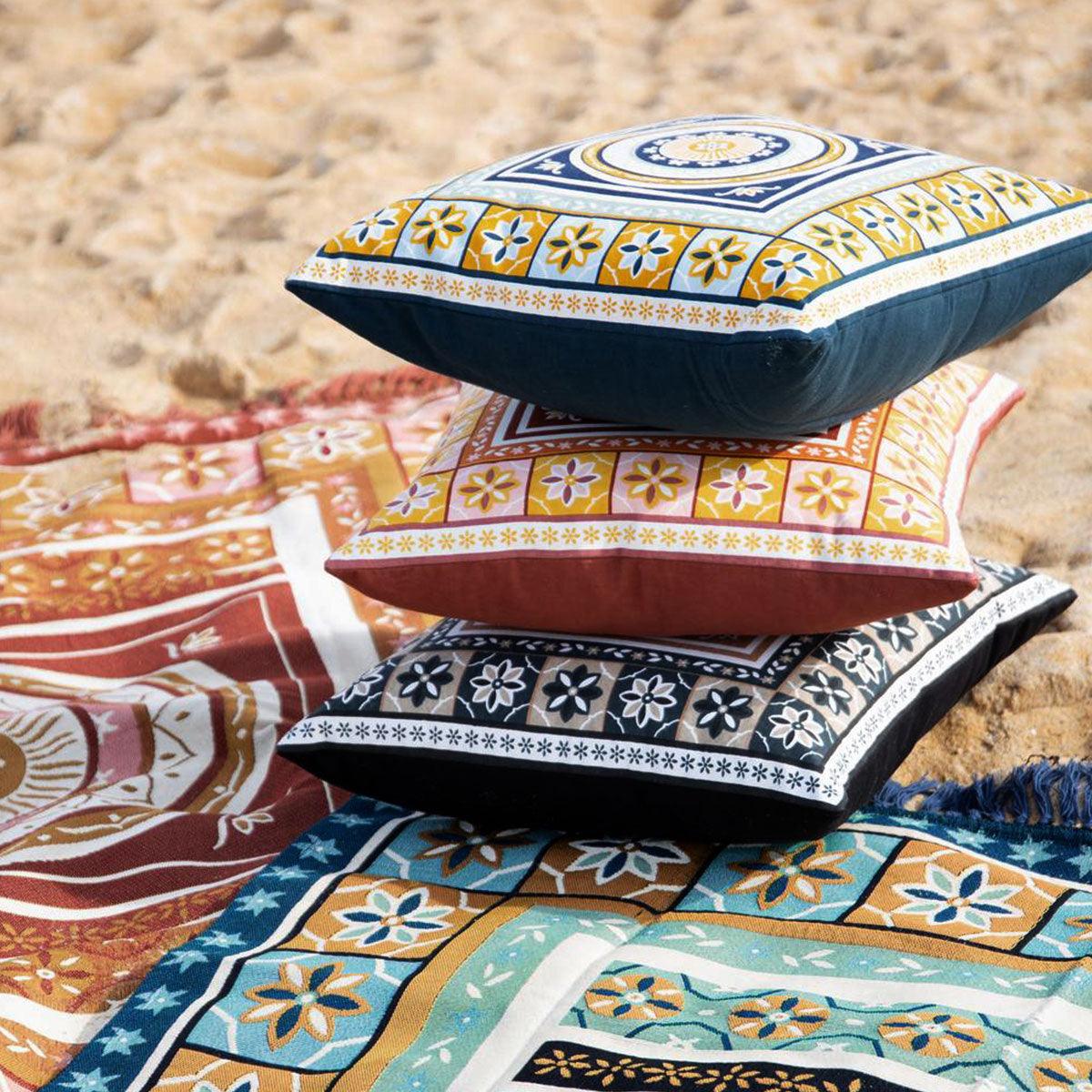J Elliot Home Kasbah Luxury Filled Cushion 50 x 50cm Blue - Harrogates