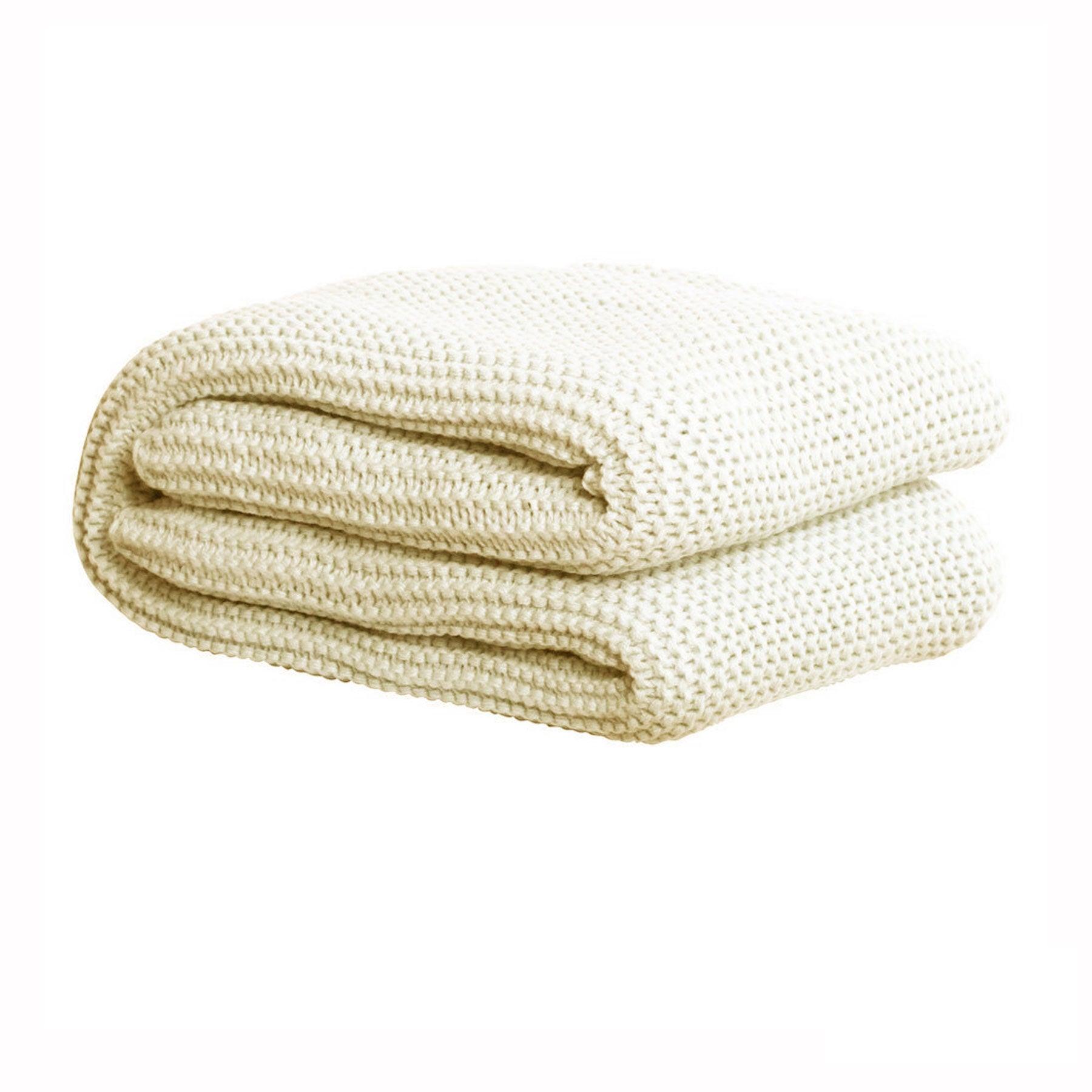IDC Homewares Chunky Knit Throw 125 x 150 cm Ivory - Harrogates