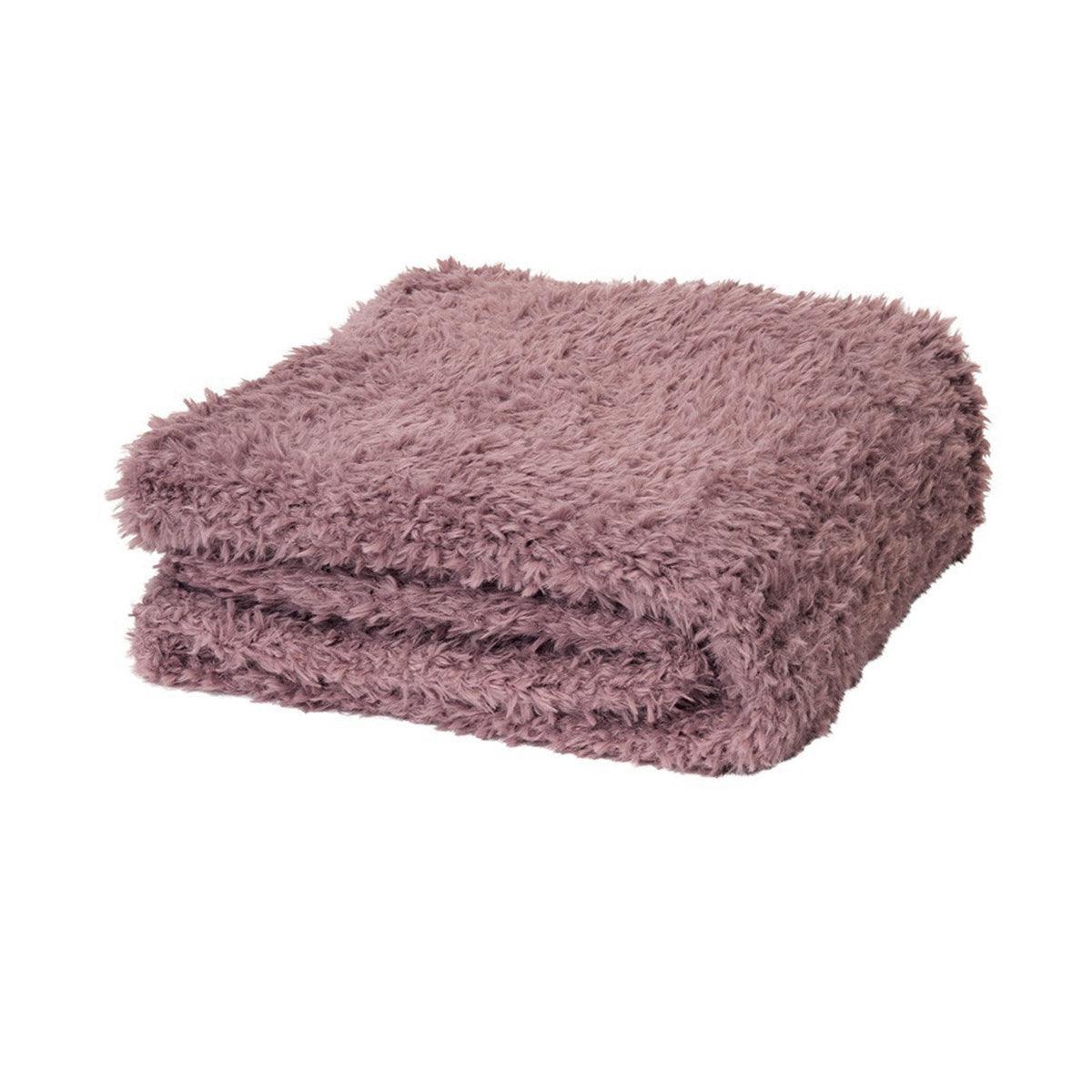 J.Elliot Home Eve Fur Knitted Throw Dusty Mauve - Harrogates