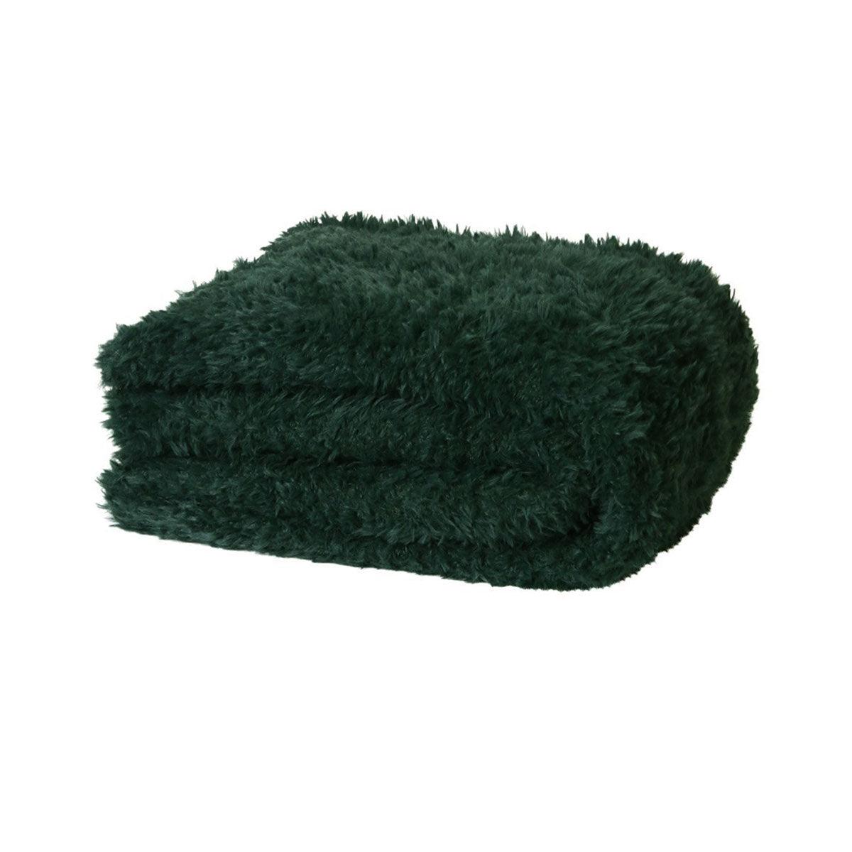 J.Elliot Home Eve Fur Knitted Throw Eden Green - Harrogates