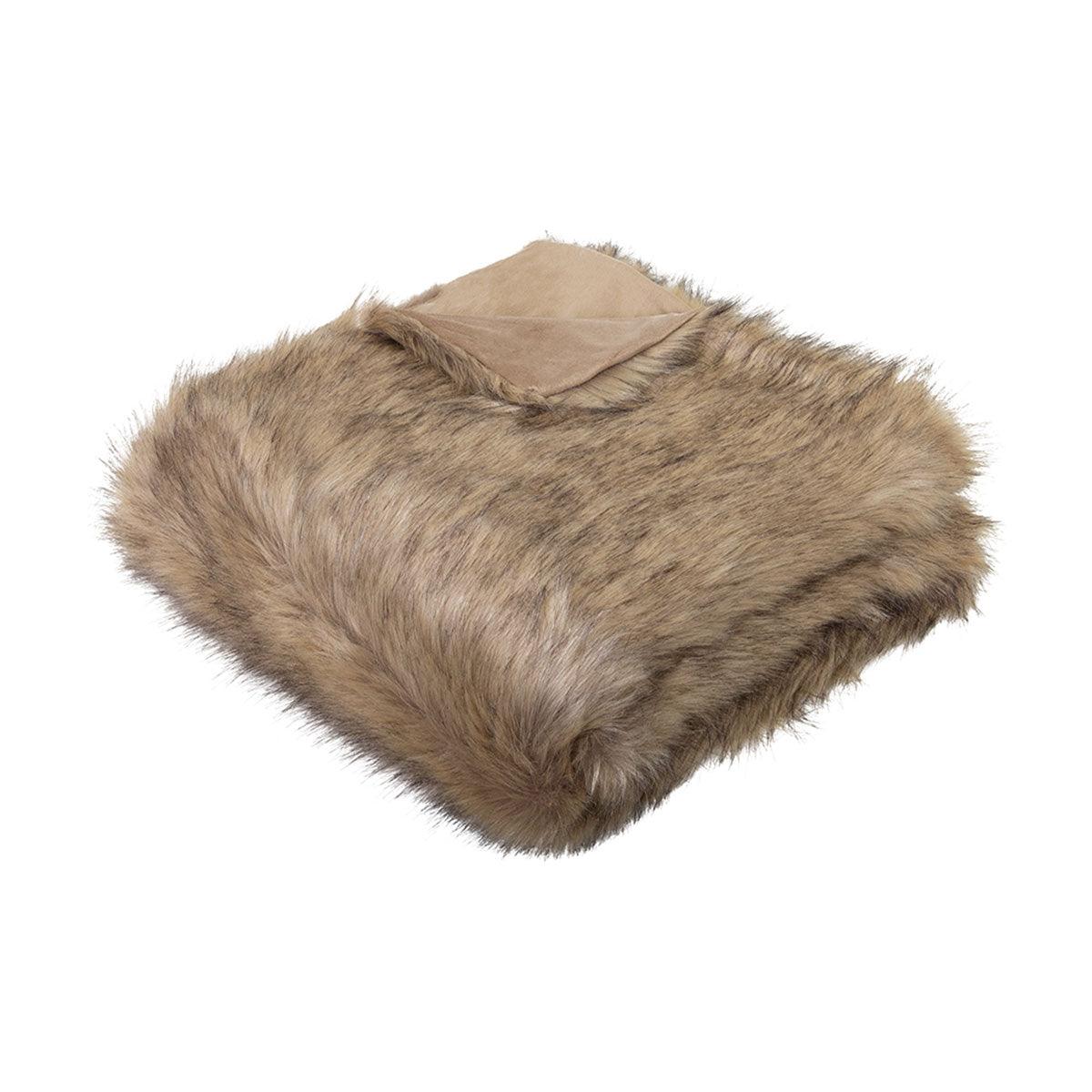 J.Elliot Home Grizzly Brown Faux Fur Throw - Harrogates