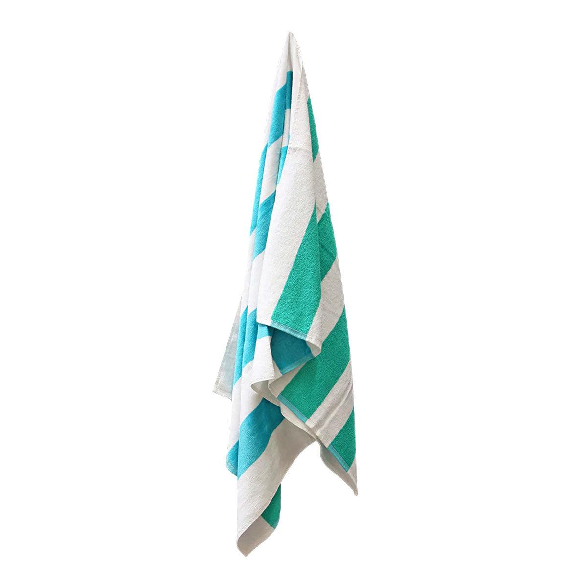 J.Elliot Home 400GSM Premium Cotton Reversible Striped Beach Towel 76 x 152 cm Aqua Teal - Harrogates