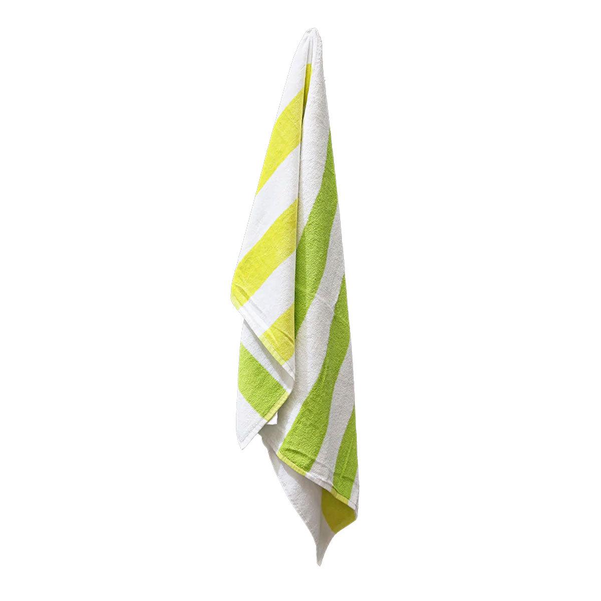 J.Elliot Home 400GSM Premium Cotton Reversible Striped Beach Towel 76 x 152 cm Lime Green - Harrogates