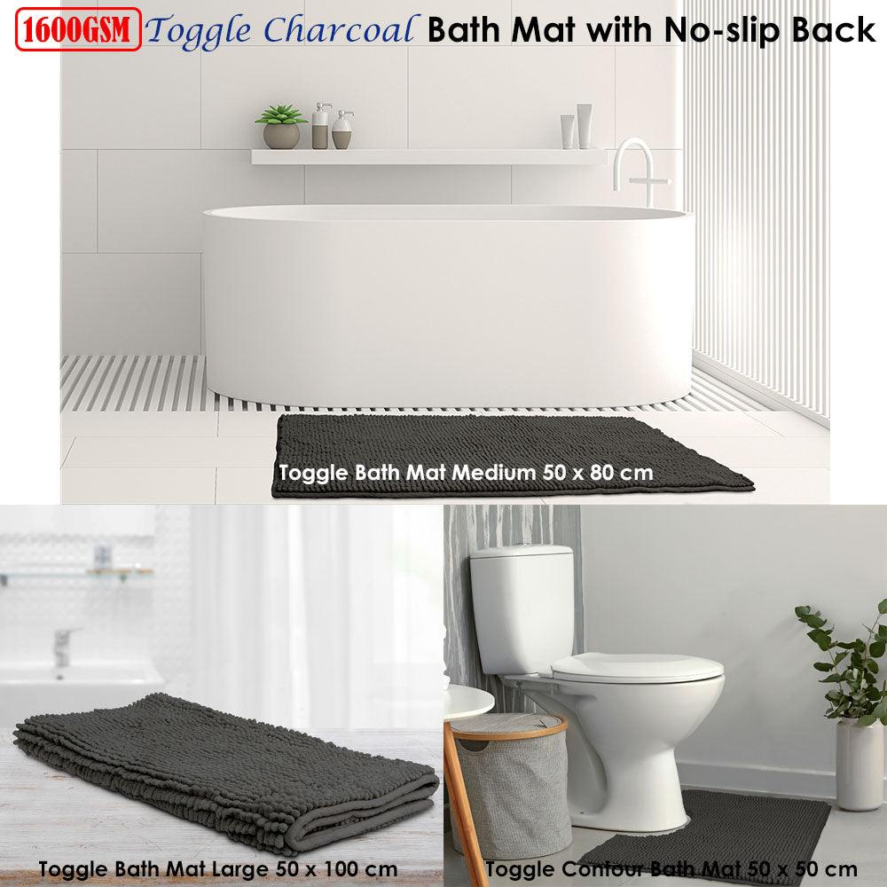 Toggle Microfiber Bath Mat Contoured Charcoal - Harrogates
