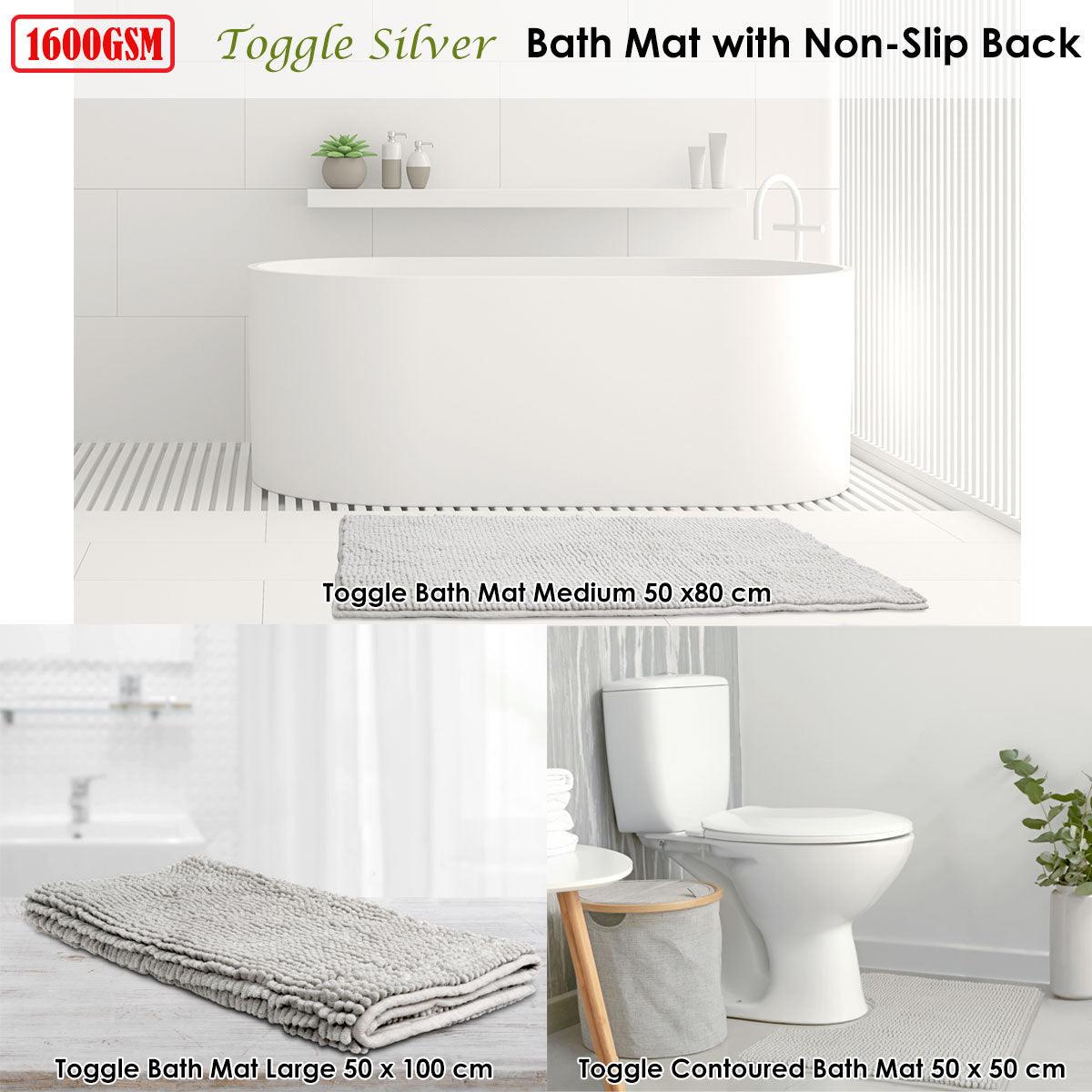 Toggle Microfiber Bath Mat Contourned Silver - Harrogates