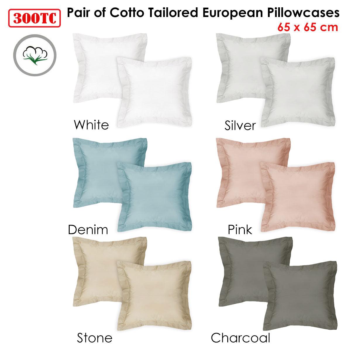 Algodon Pair of 300TC Cotton European Pillowcases Charcoal - Harrogates