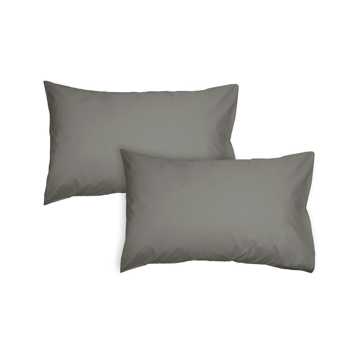 Algodon Pair of 300TC Cotton Standard Pillowcases Charcoal - Harrogates