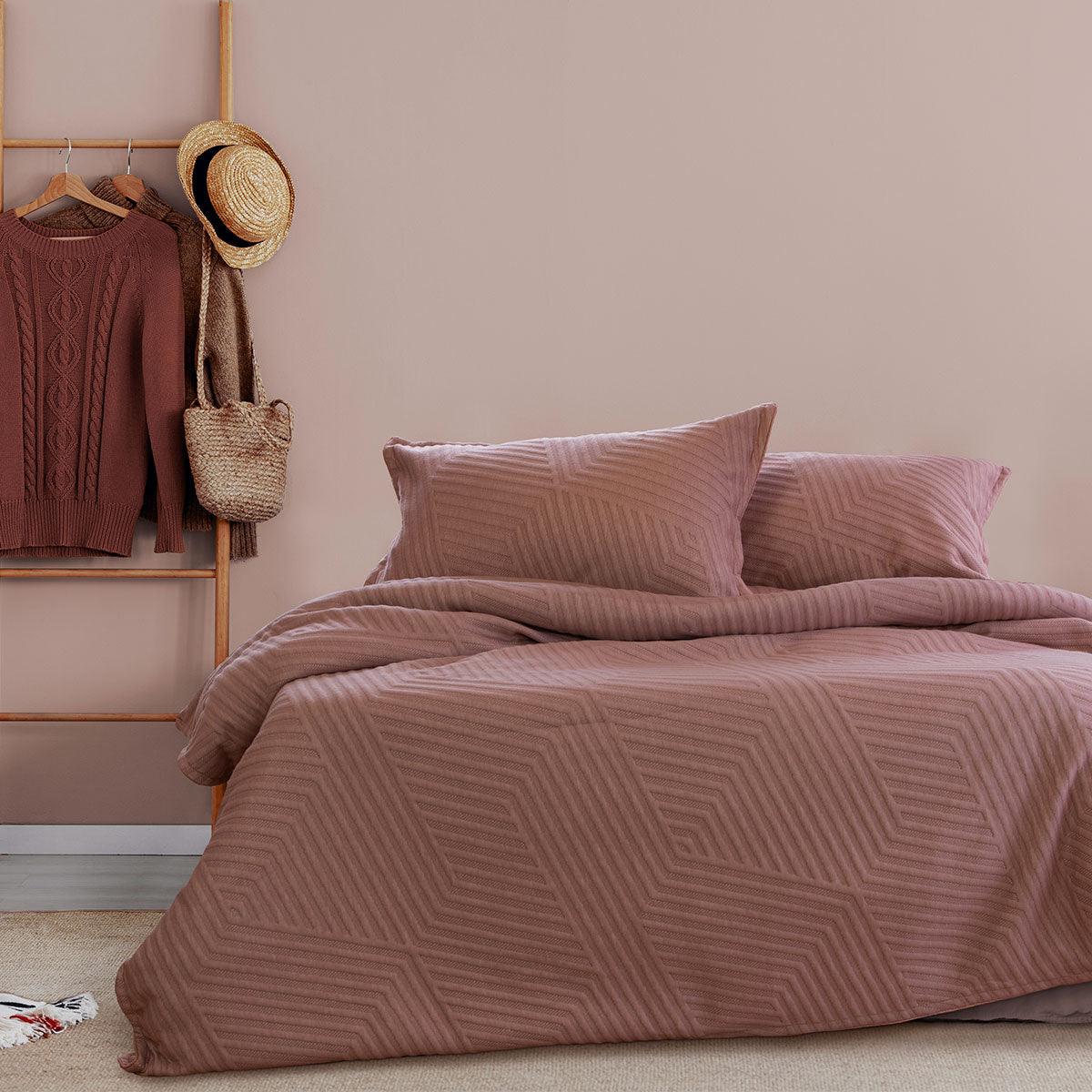Ardor Alton Burlwood Jacquard Embossed Texture Geo Quilt Cover Set King - Harrogates