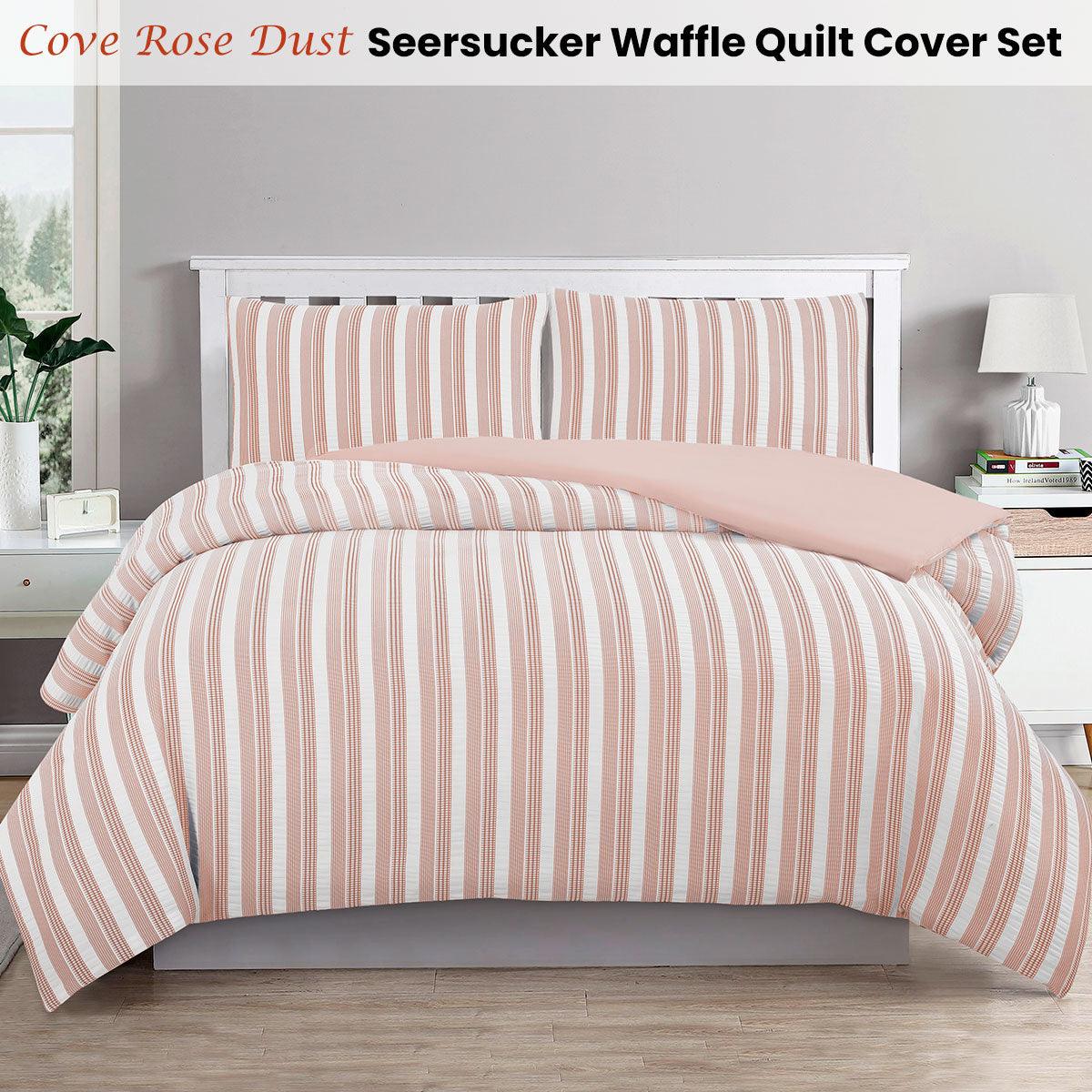 Ardor Cove Rose Dust (Similar to Peach color) Seersucker Waffle Quilt Cover Set Double - Harrogates