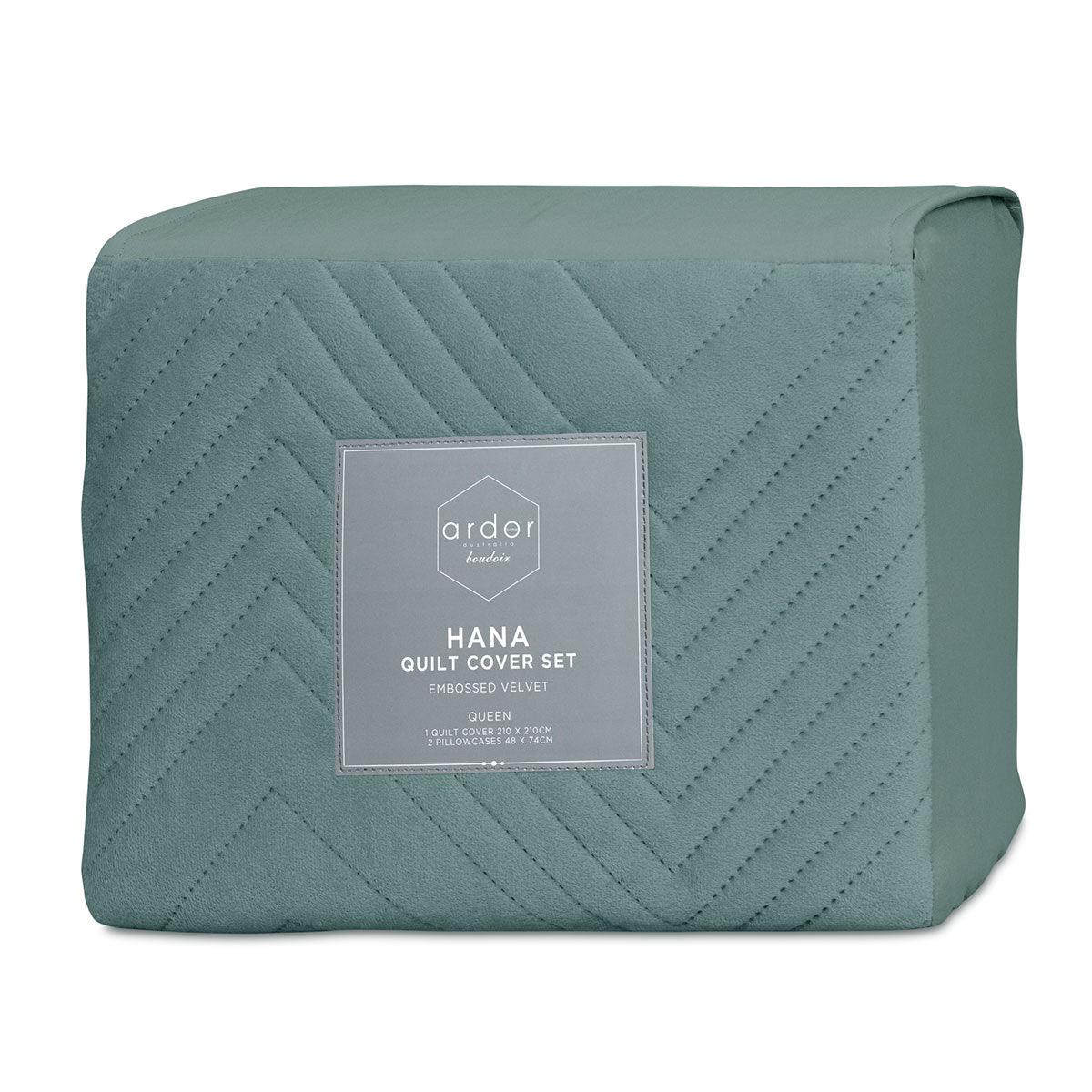 Ardor Hana Stormy Sea Embossed Velvet Quilt Cover Set Queen - Harrogates