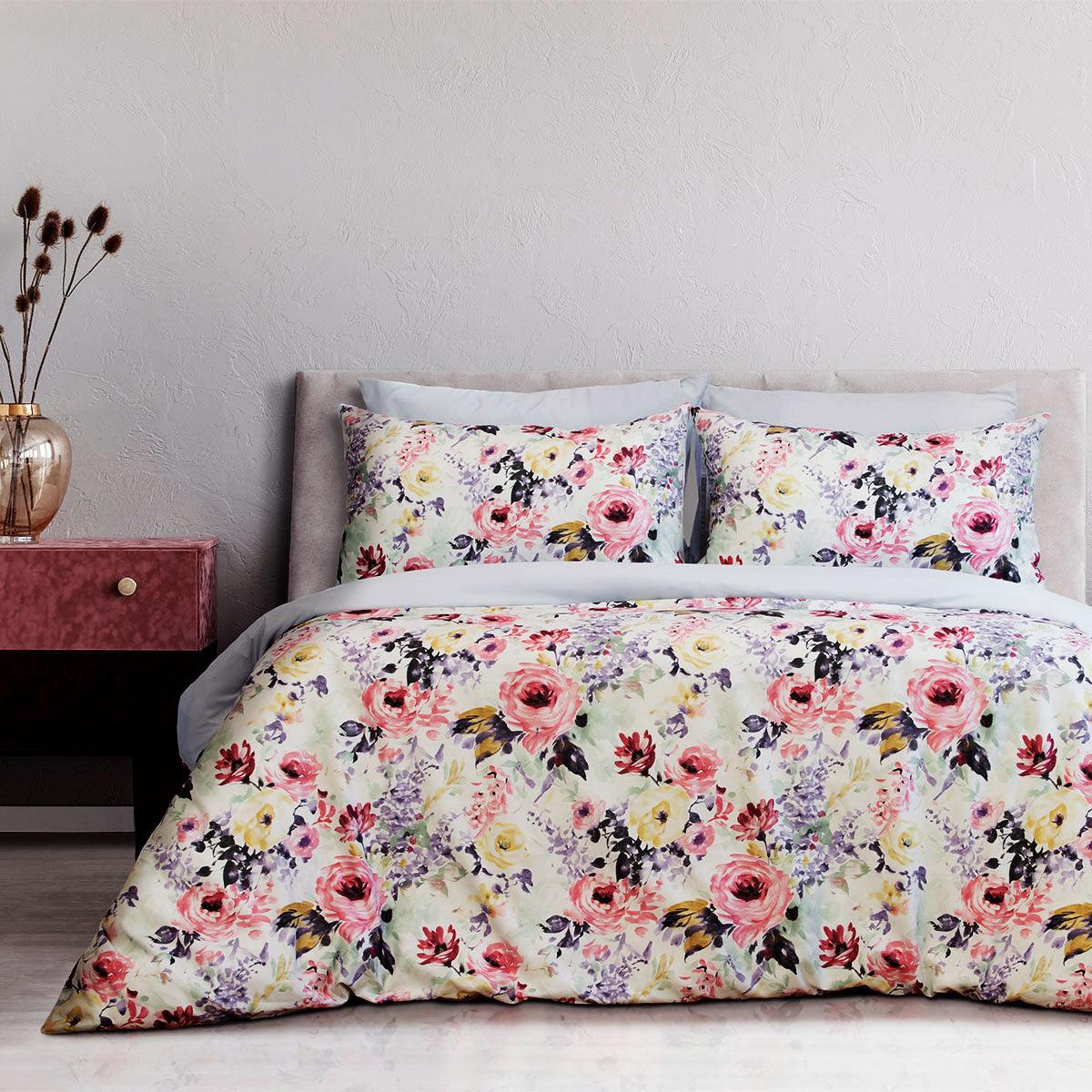 Ardor Holly Printed Floral Quilt Cover Set Queen - Harrogates