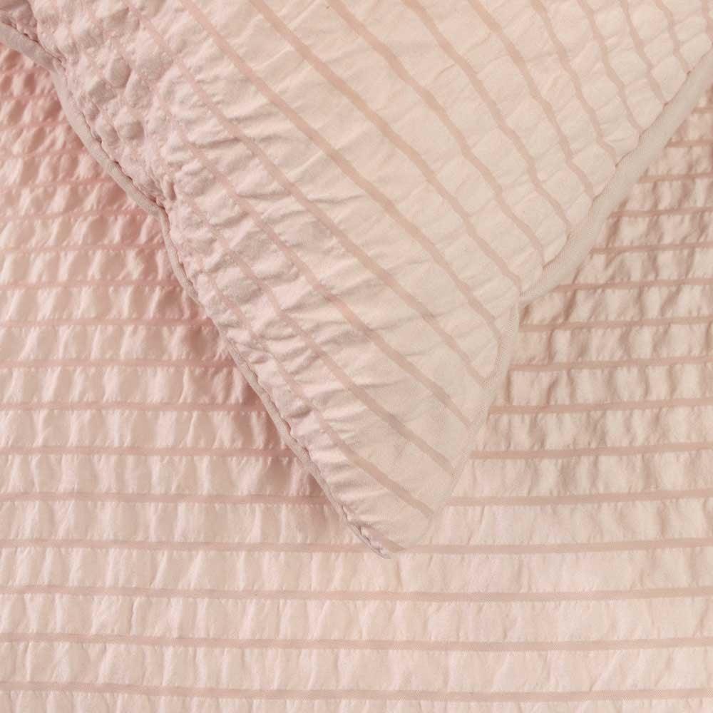 Ardor Ingrid Blush Seersucker Stripe Quilt Cover Set Single - Harrogates