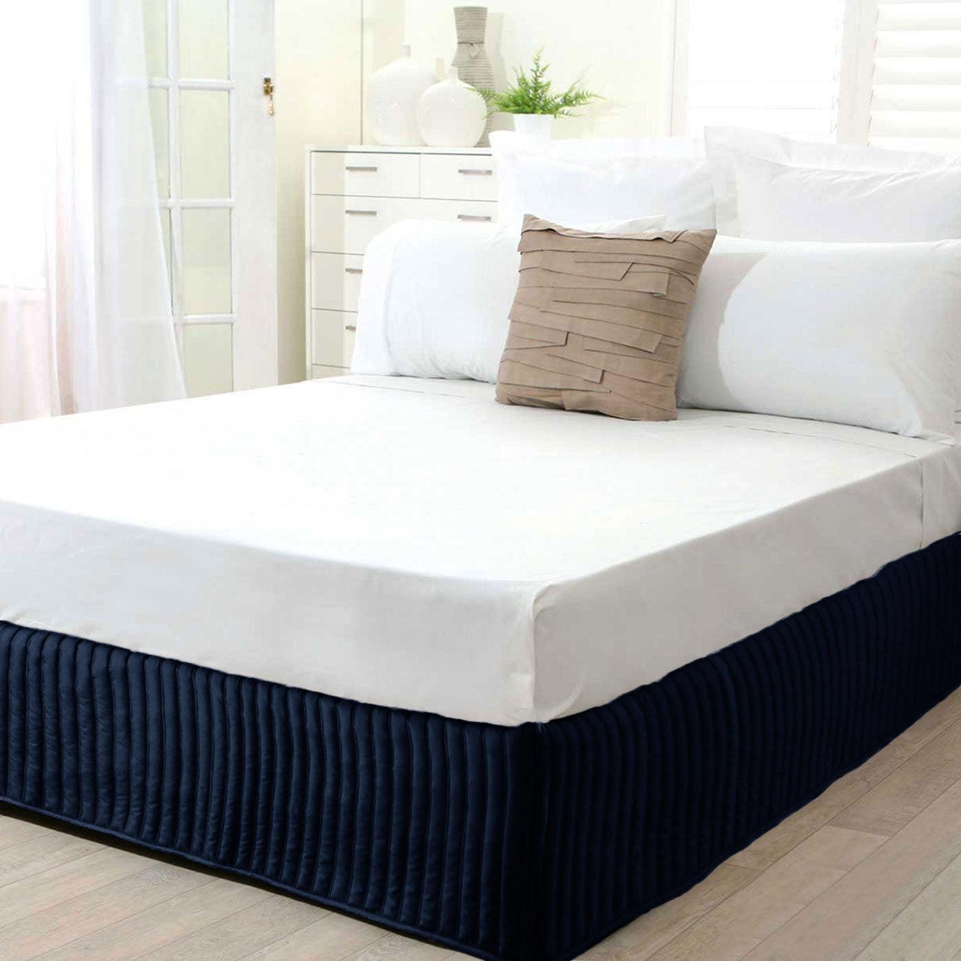 Ardor Quilted Valance Navy Queen - Harrogates