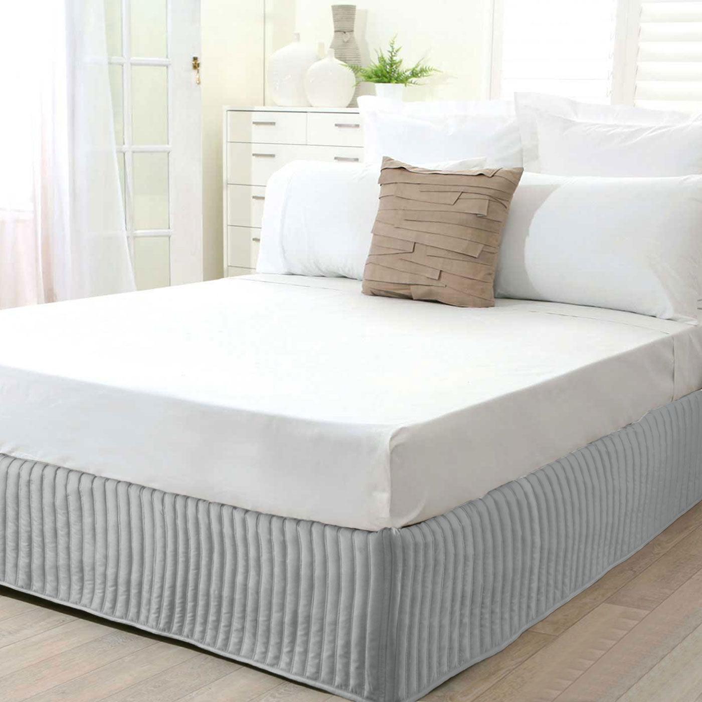 Ardor Quilted Valance Silver KING SINGLE - Harrogates