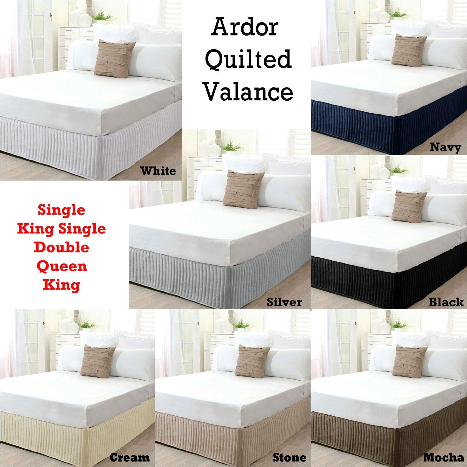 Ardor Quilted Valance White QUEEN - Harrogates