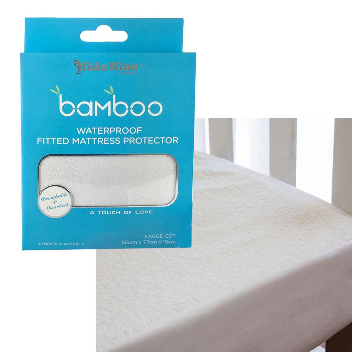 Waterproof Fitted Mattress Protector Large Cot Size 135x77x19cm - Harrogates